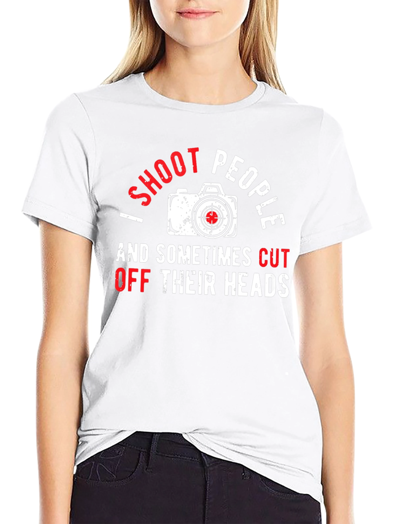 Black I Shoot People Funny Photography T-Shirt view 9