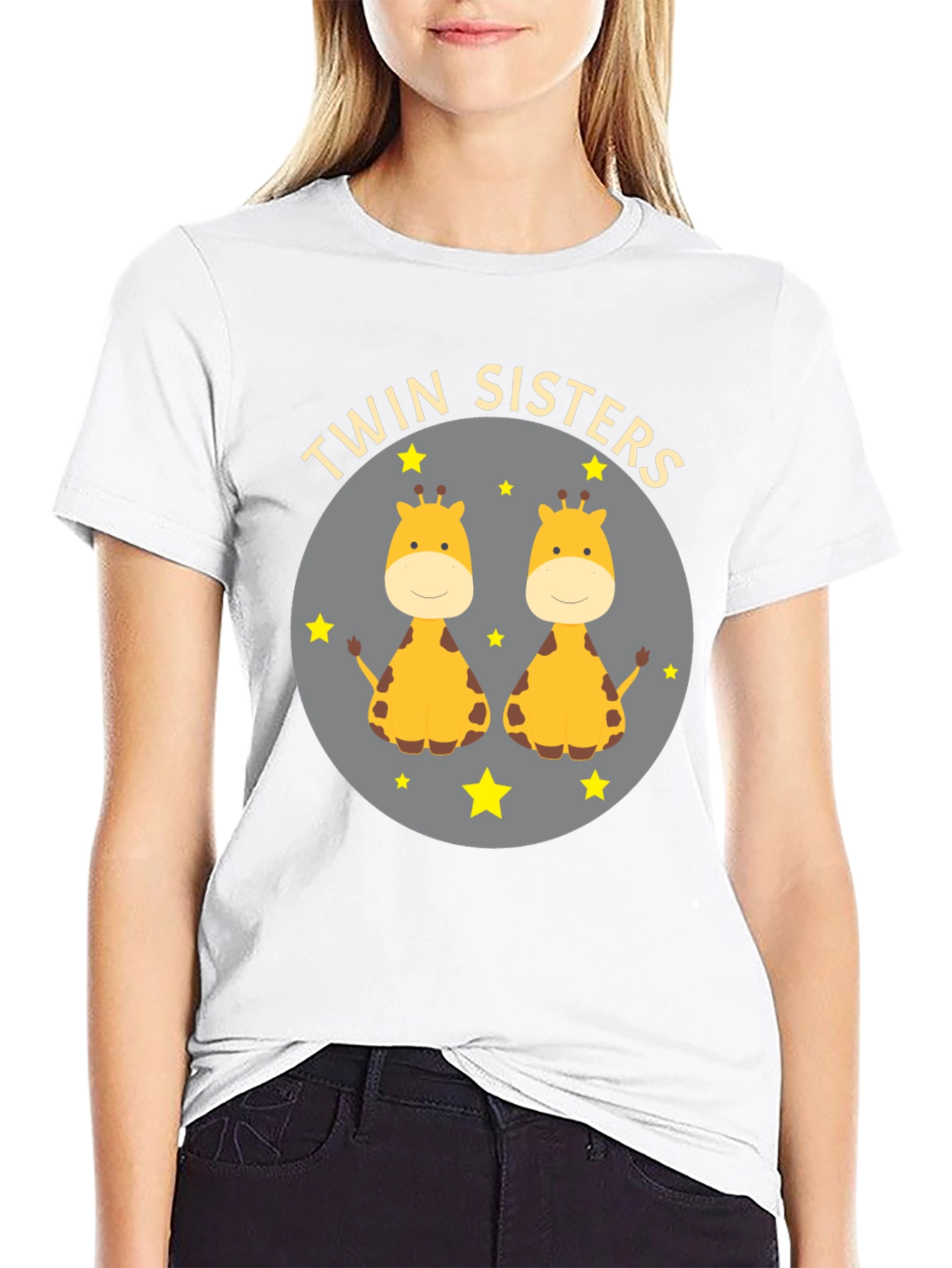Black Twin Sisters Giraffe Graphic Tee view 9