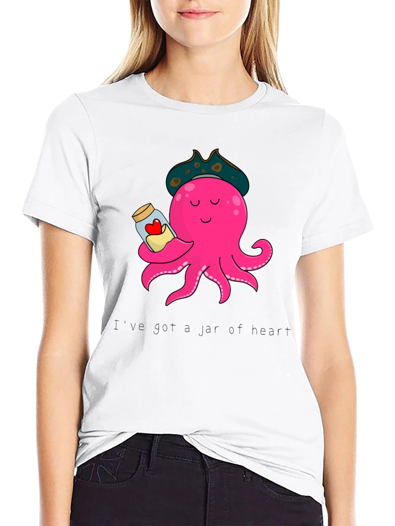 Black Pirate Octopus 'Jar of Hearts' T-Shirt view 9
