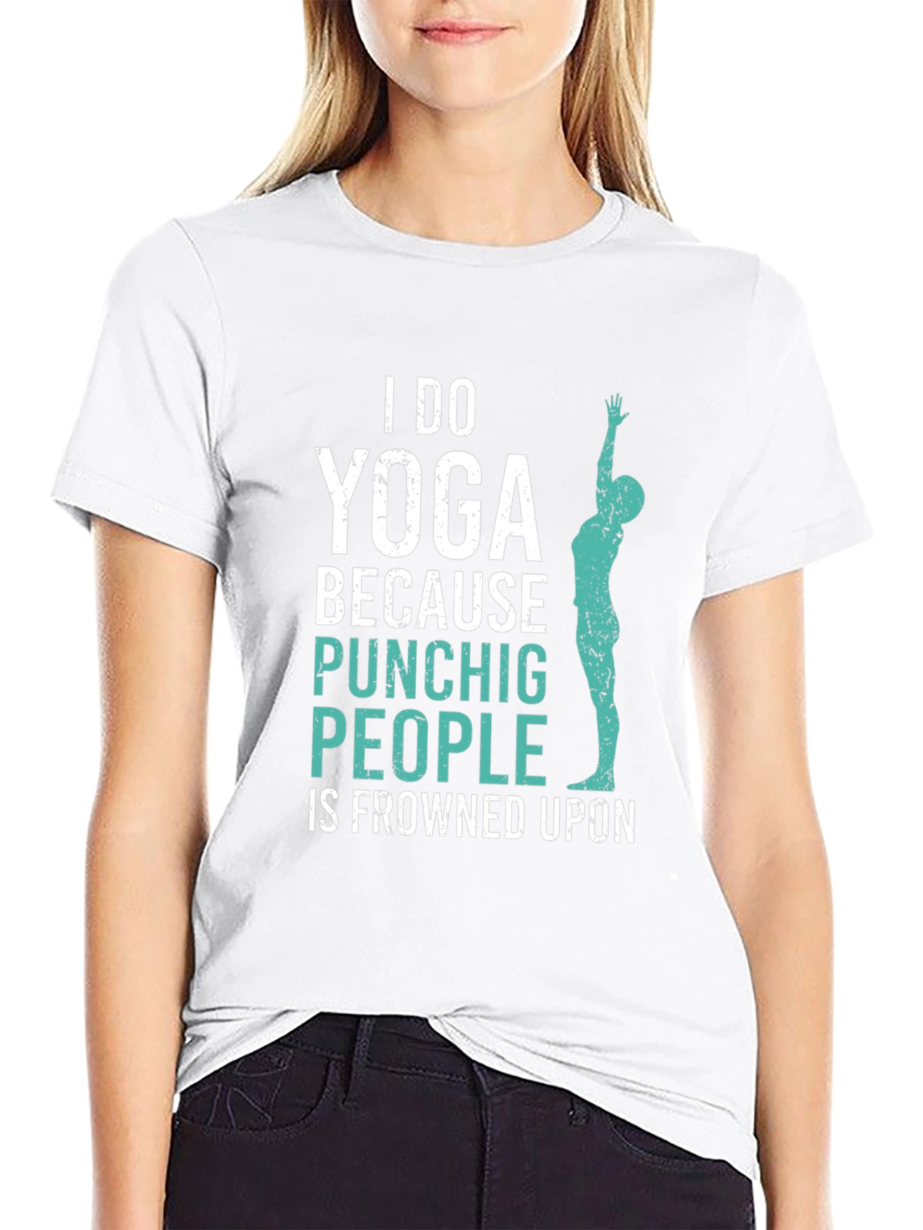 Black Yoga Punching People Funny Graphic Tee view 9