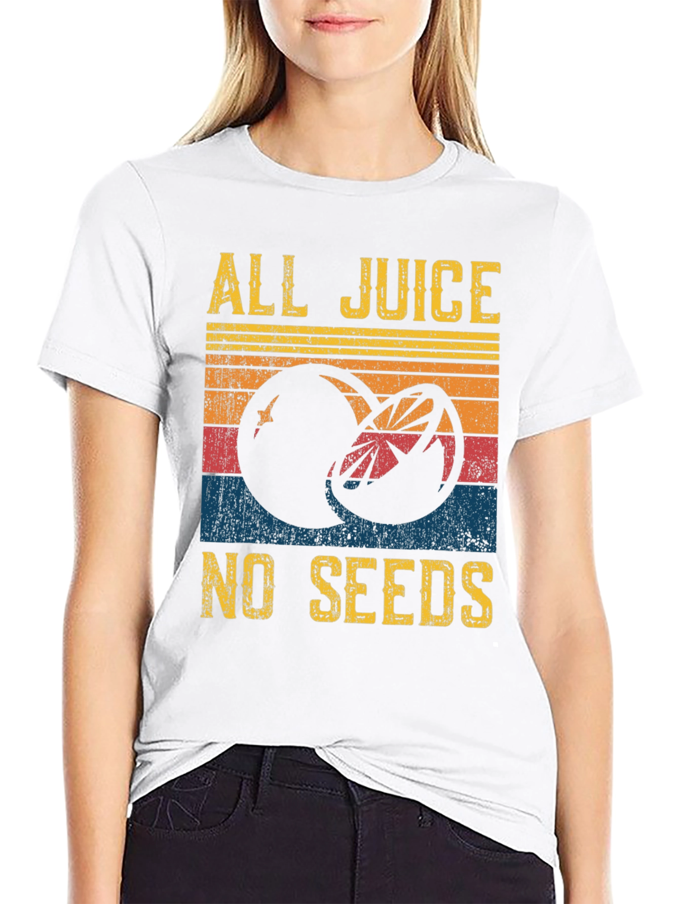Black All Juice No Seeds Graphic Tee - Retro Fruit Design view 9