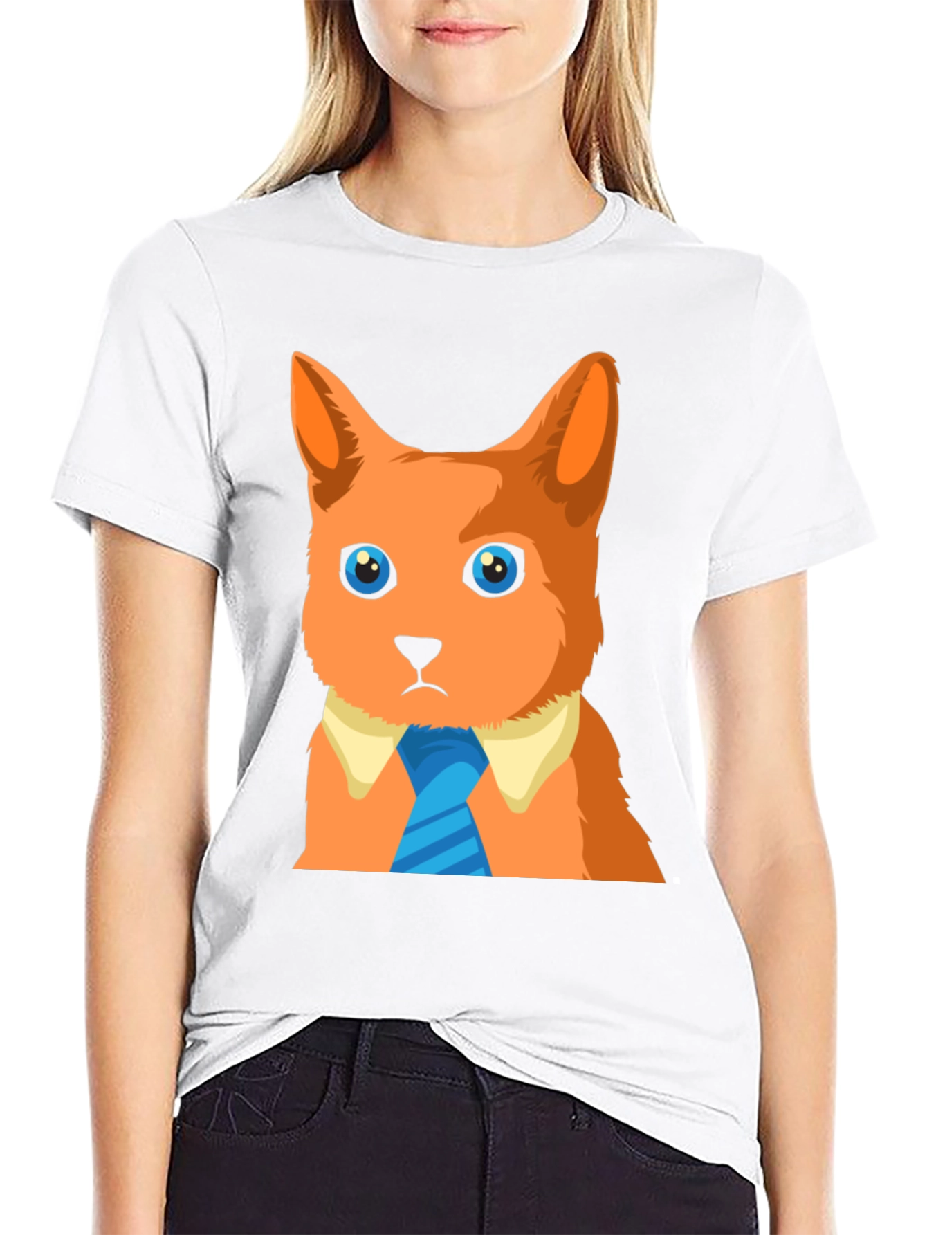 Black Cool Cat in a Tie Graphic T-Shirt view 9