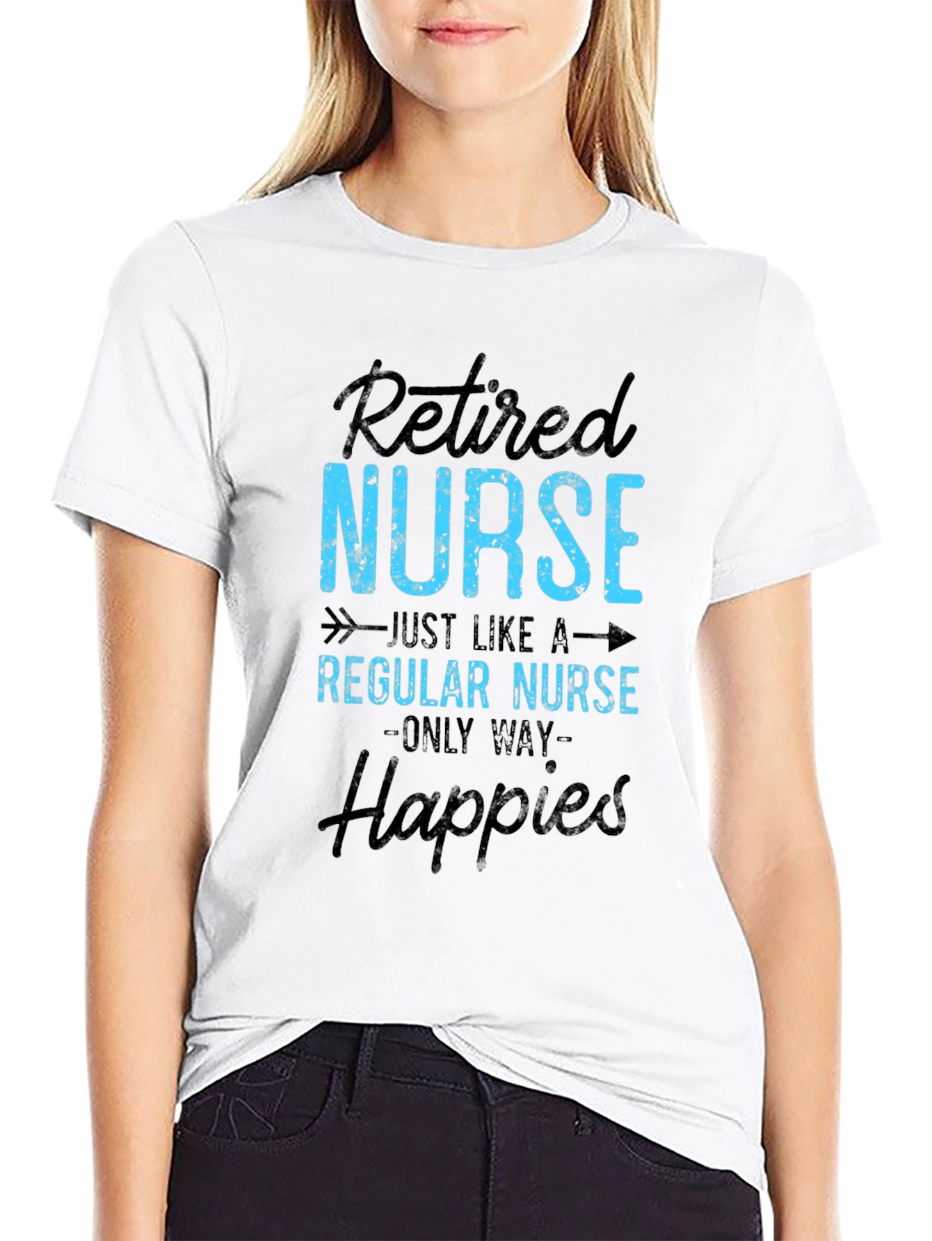 Black Retired Nurse T-Shirt - Happier Than Ever! view 9