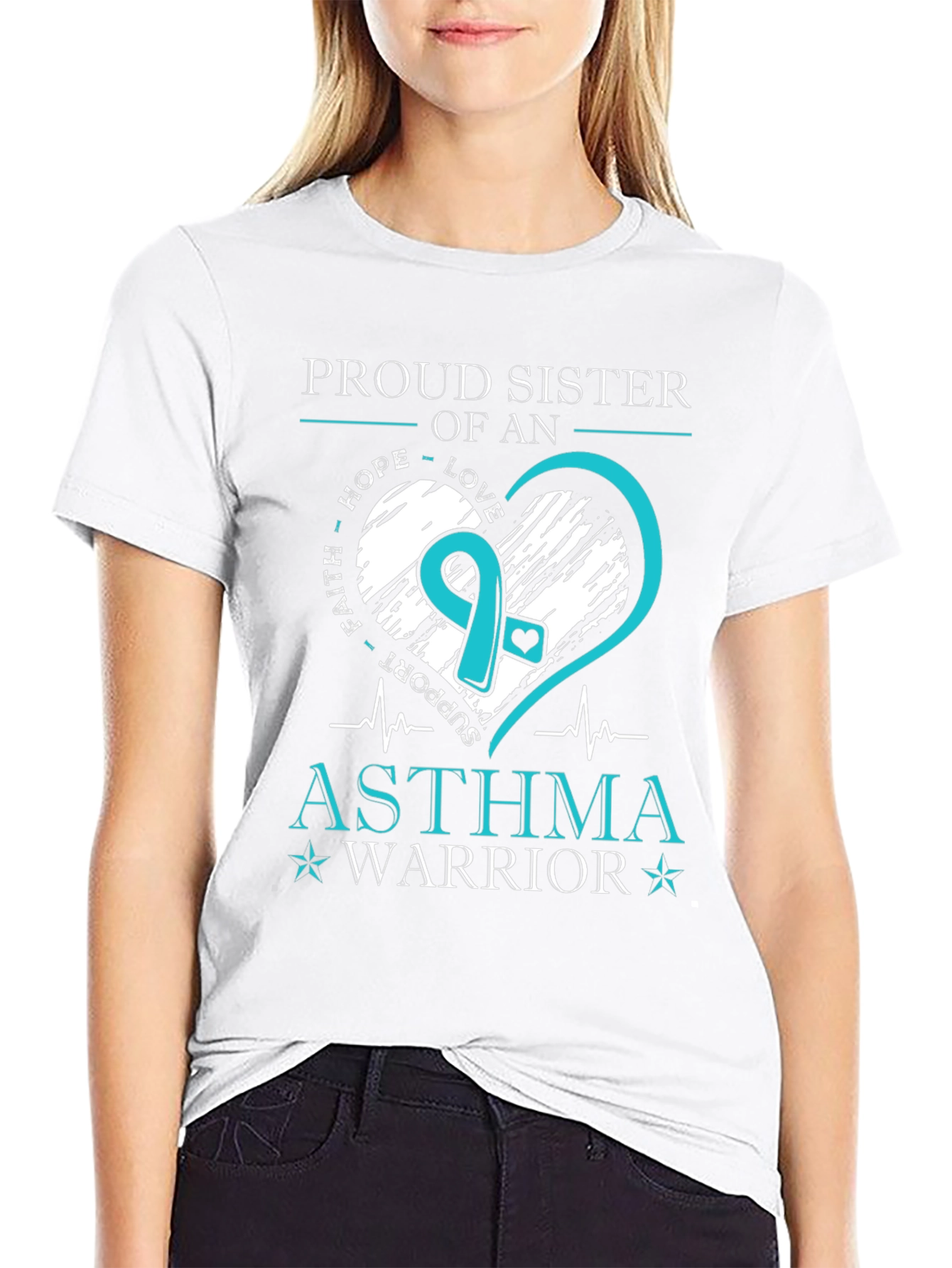 Black Proud Sister of an Asthma Warrior T-Shirt view 9