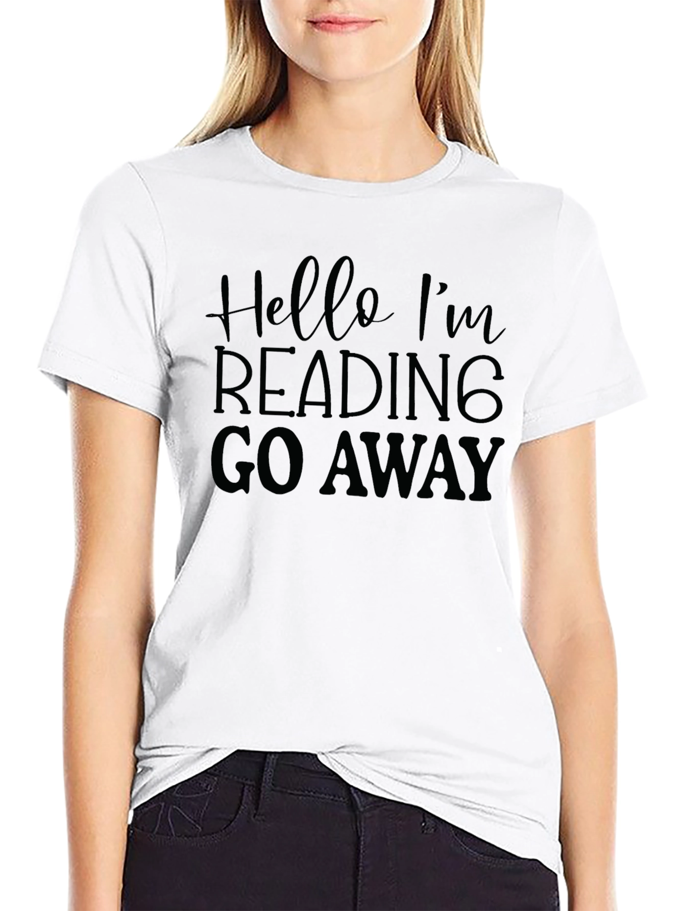 Black Hello I'm Reading Go Away Black T-Shirt view 9