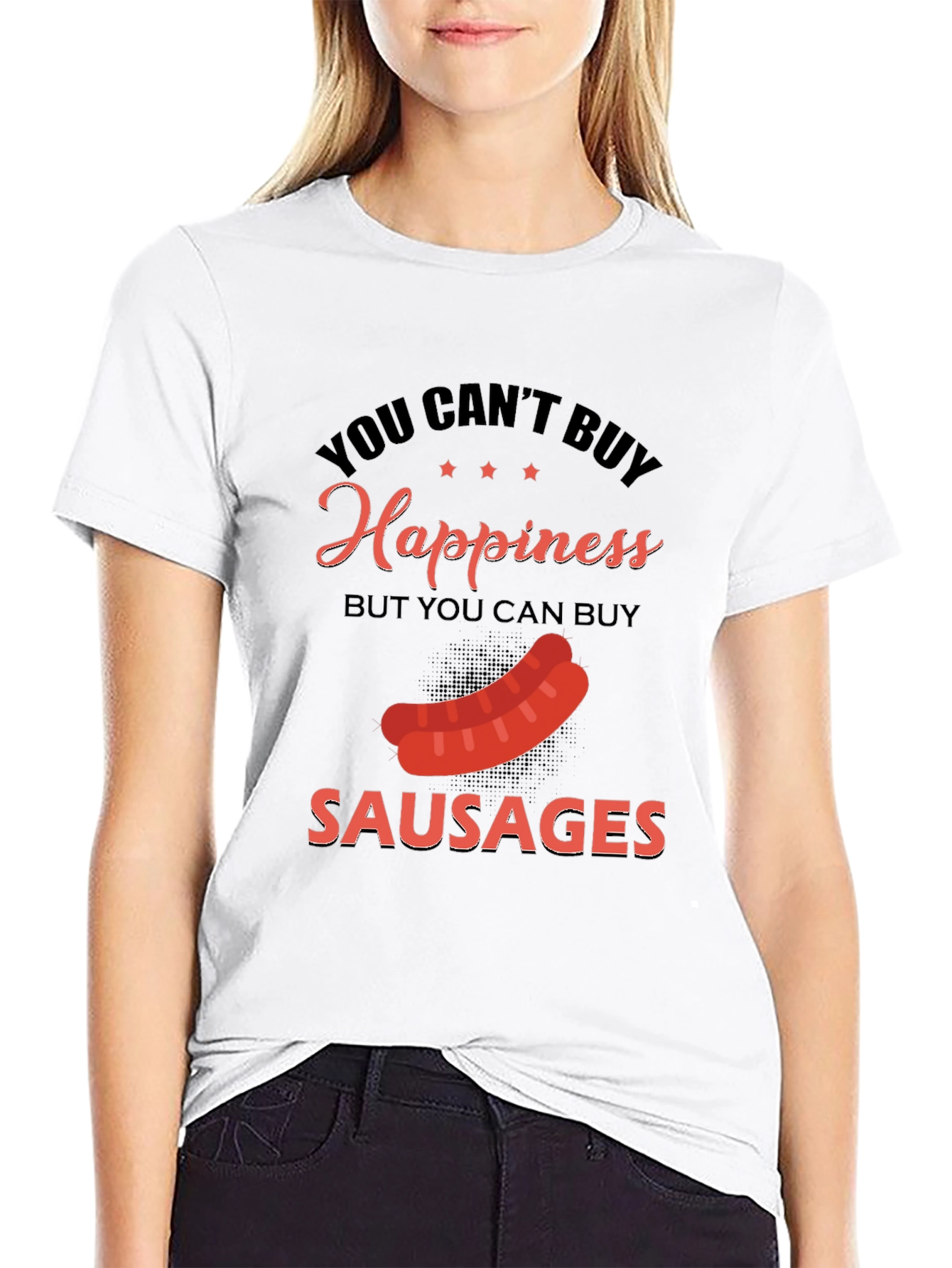 Black Funny Sausage T-Shirt: Buy Sausages, Buy Happiness! view 9