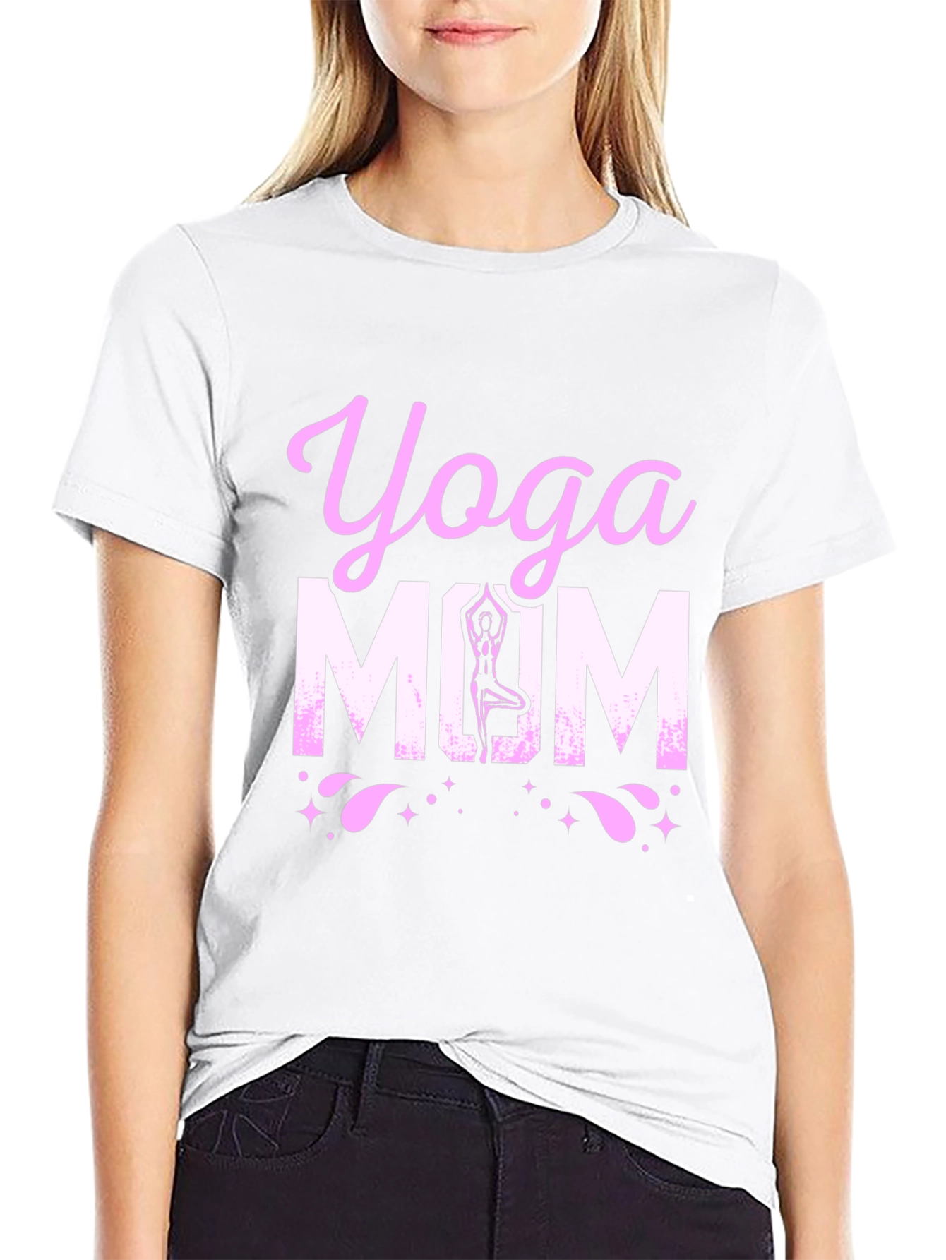 Black Yoga Mom Black Graphic T-Shirt view 9