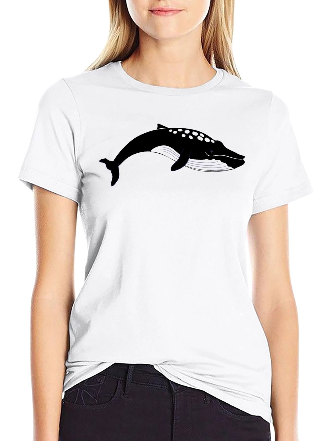 Black Whale Graphic Tee - Black Cotton Blend view 9