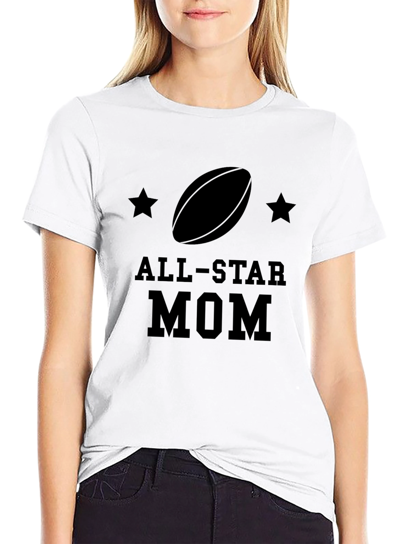 Black All-Star Mom Rugby Graphic Tee view 9