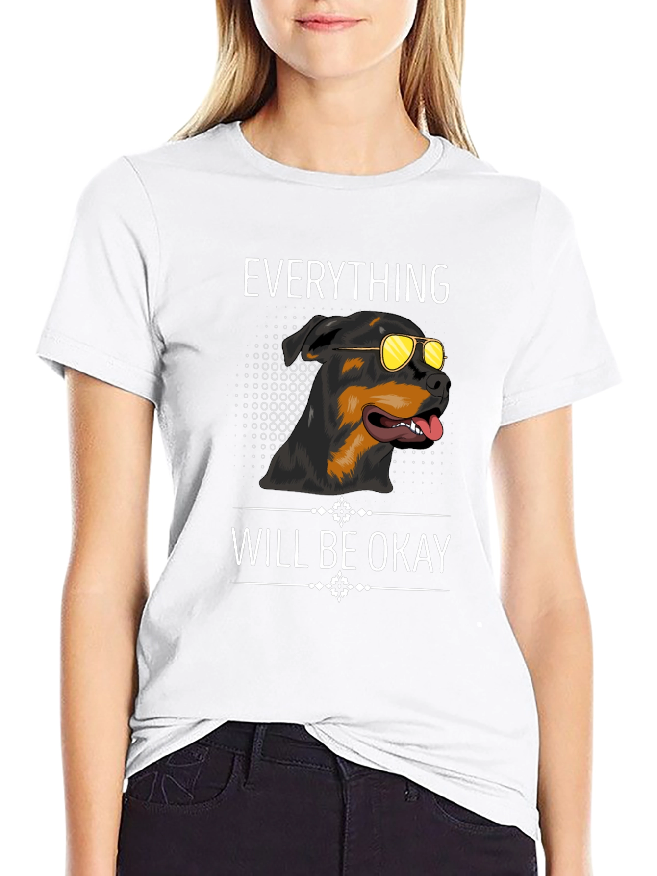 Black Dog with Sunglasses Graphic T-Shirt - Everything Will Be Okay view 9