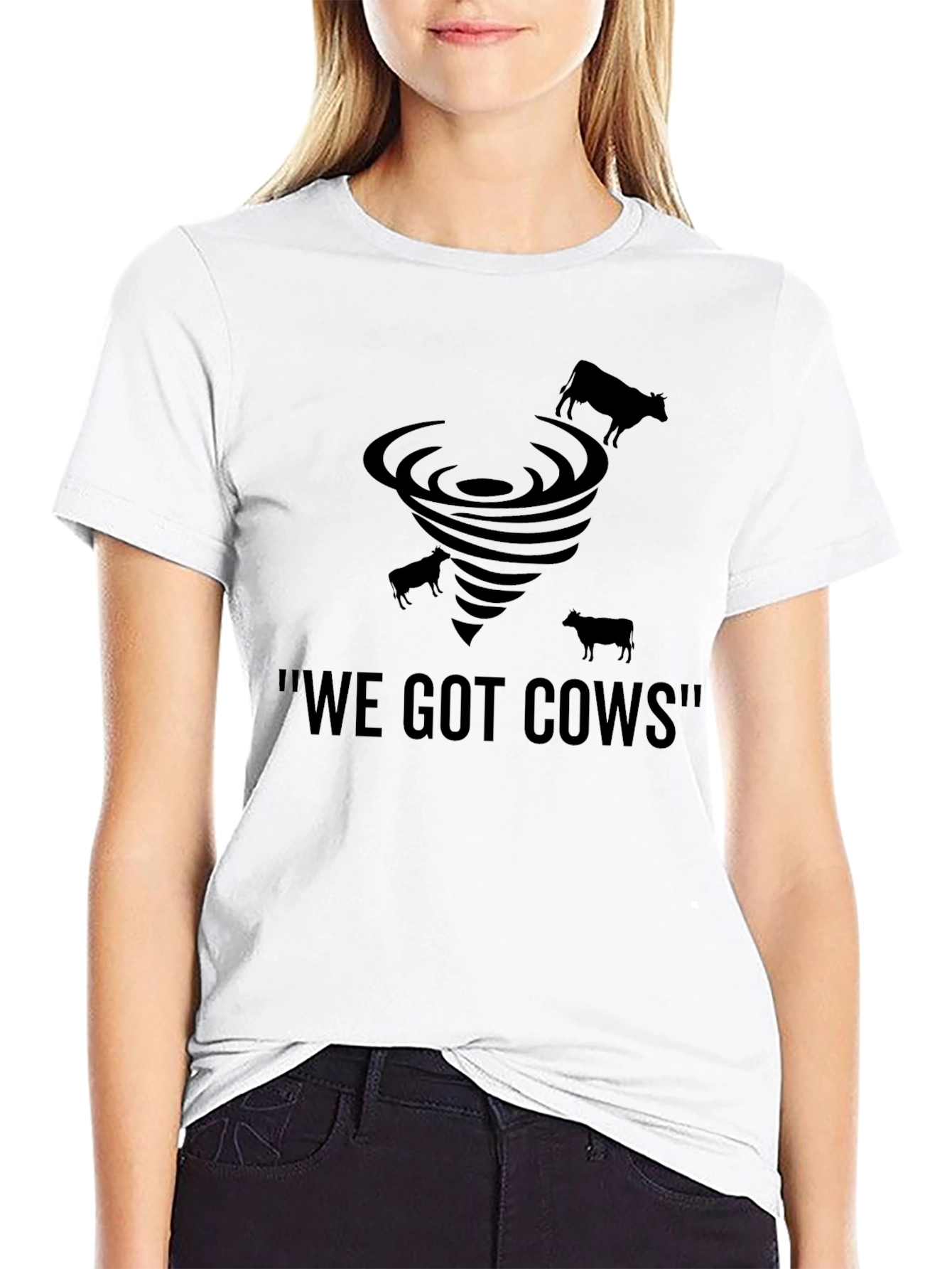 Black We Got Cows Tornado Graphic T-Shirt view 9