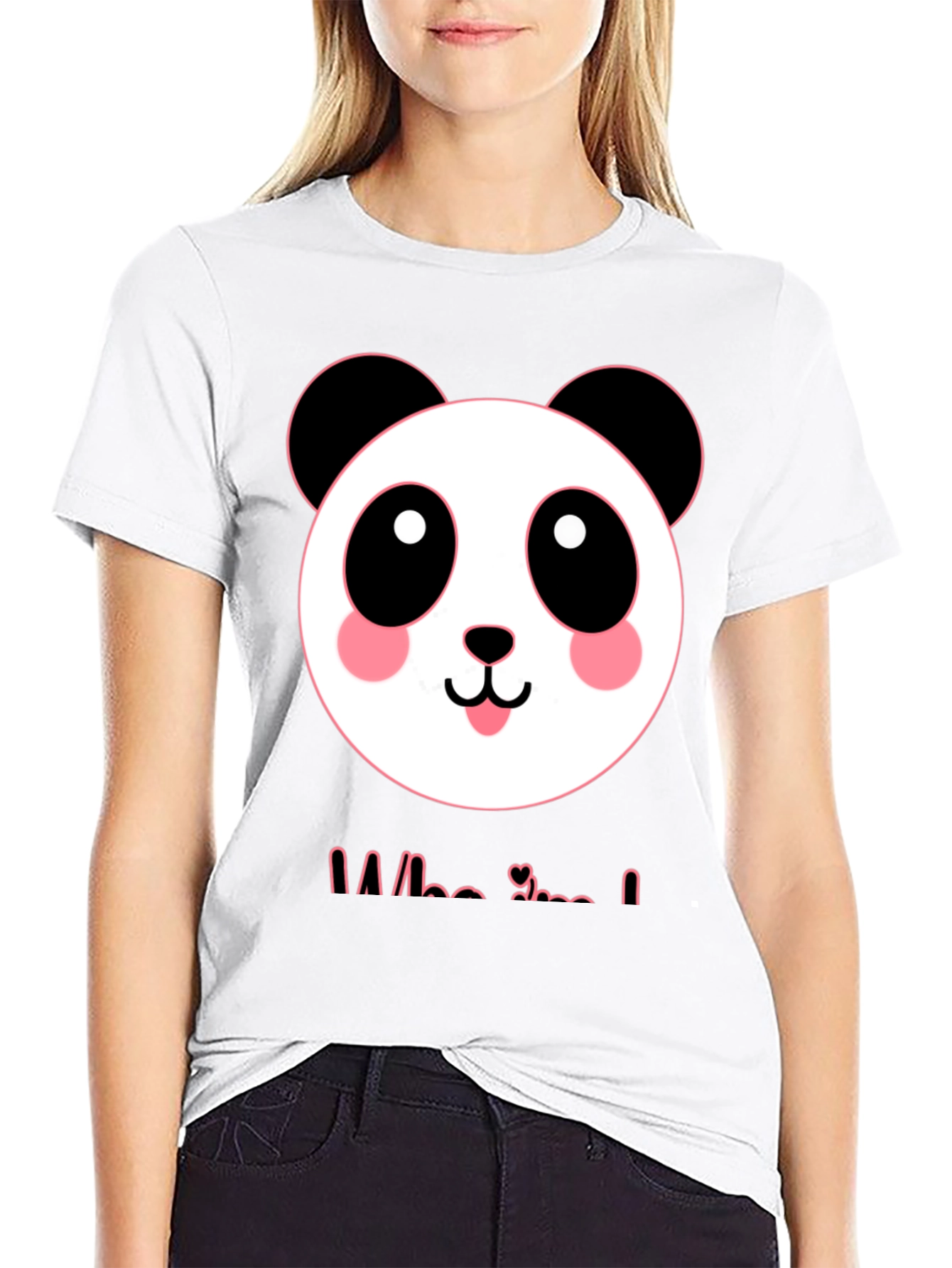 Black Cute Panda Graphic Tee - Men's Black T-Shirt view 9