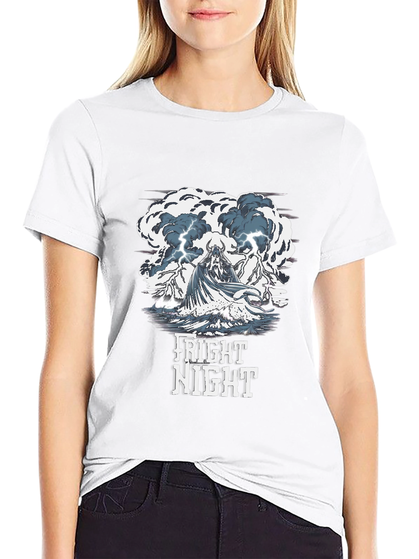 Black Fright Night Graphic Print T-Shirt view 9