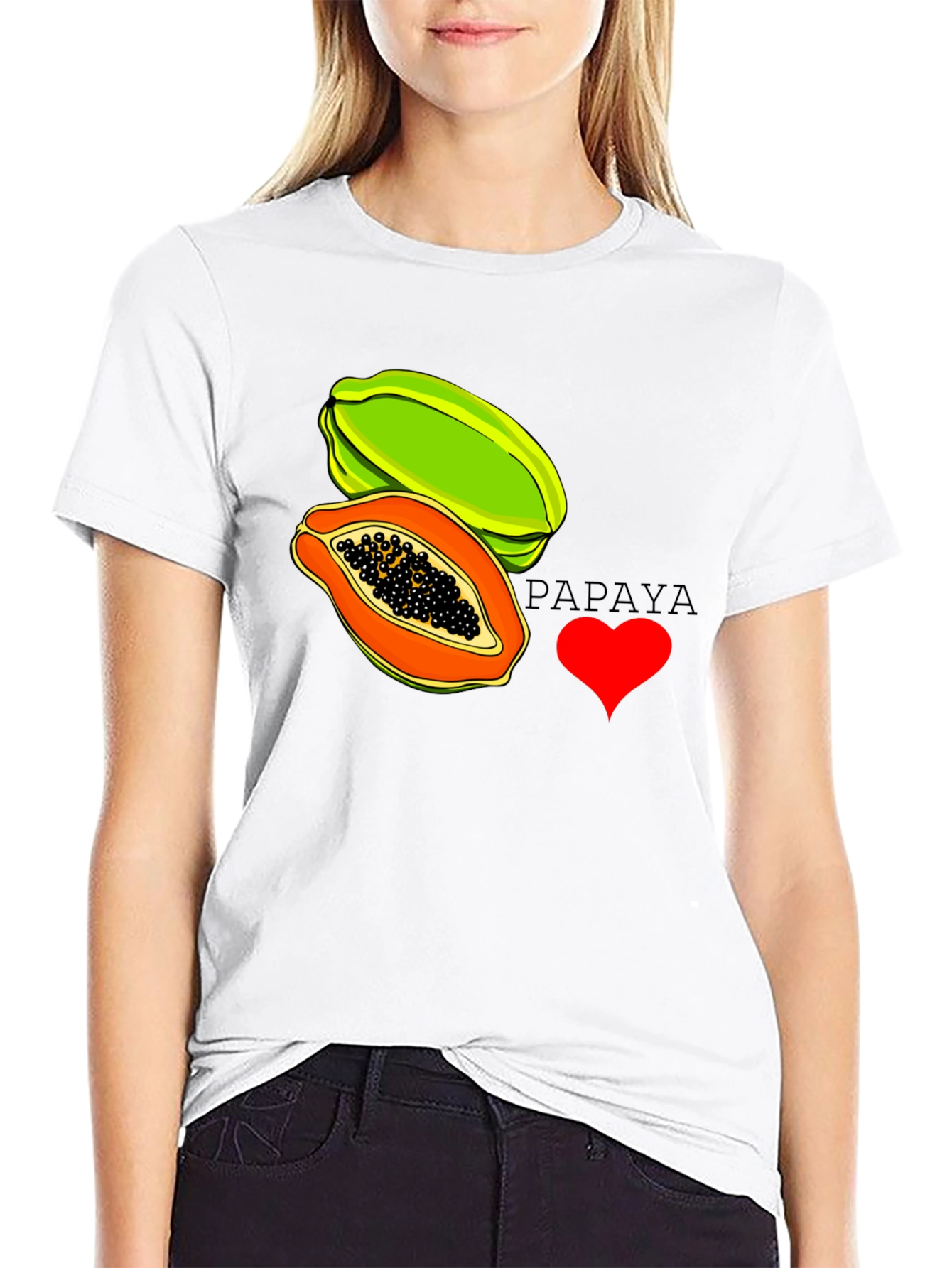 Black I Love Papaya Graphic T-Shirt - Fruit Lover Tee view 9