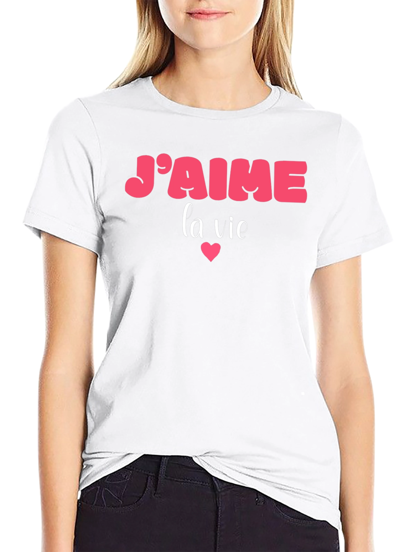 Black J'aime la vie Graphic T-Shirt - Black view 9