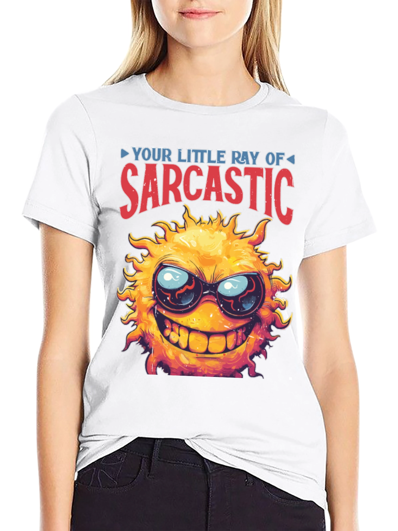 Black Sarcastic Sun Graphic T-Shirt - Black view 9