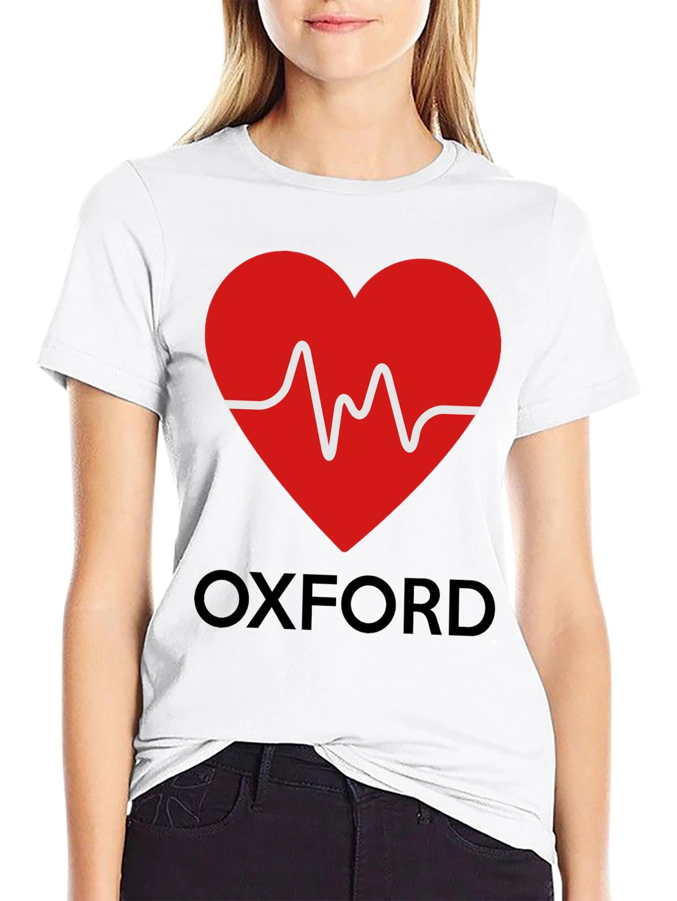 Black Oxford Heartbeat Graphic Tee - Soft Cotton Blend view 9