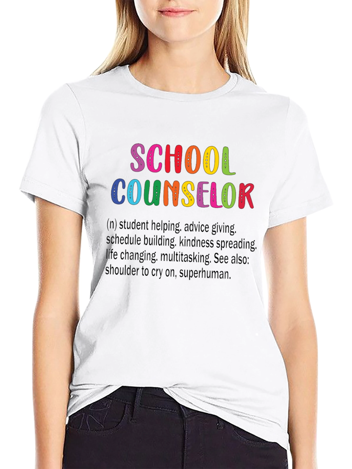 Black School Counselor Definition T-Shirt - Colorful Design view 9