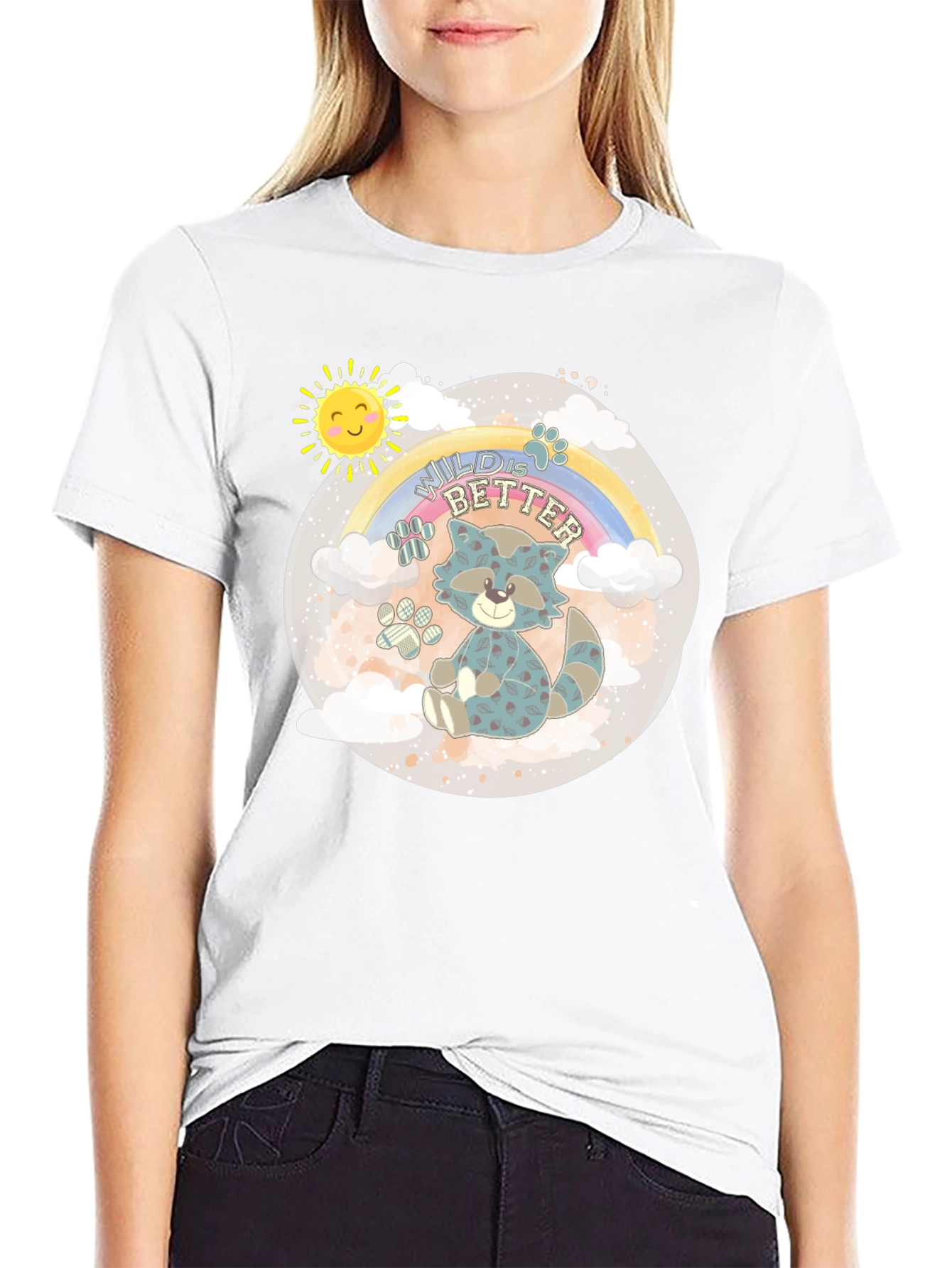 Black Wild is Better Raccoon Graphic T-Shirt view 9