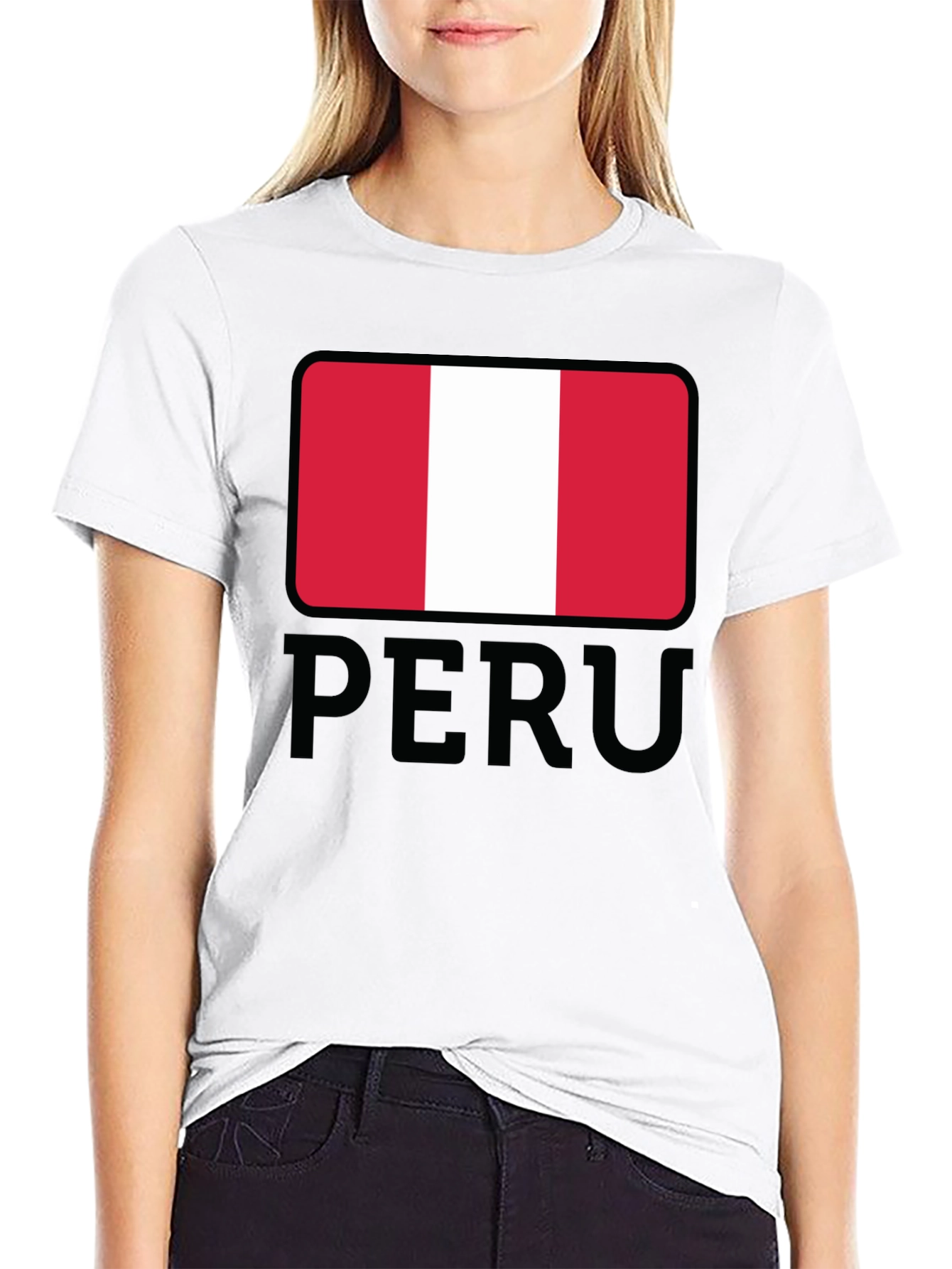 Peru Flag Graphic Tee - Black Cotton T-Shirt - 9