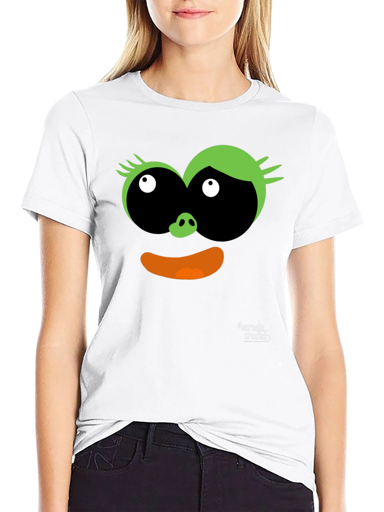 Black Fun Cartoon Face Black T-Shirt view 9