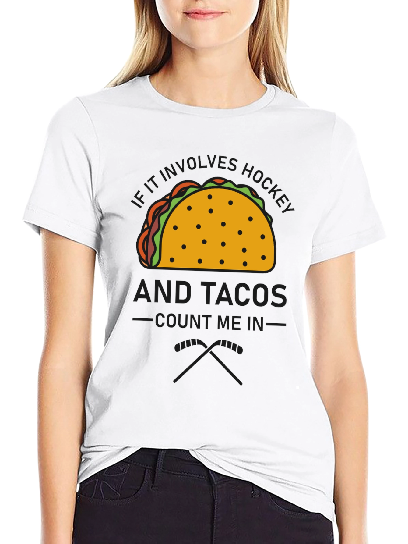 Black Hockey and Tacos Graphic Tee view 9