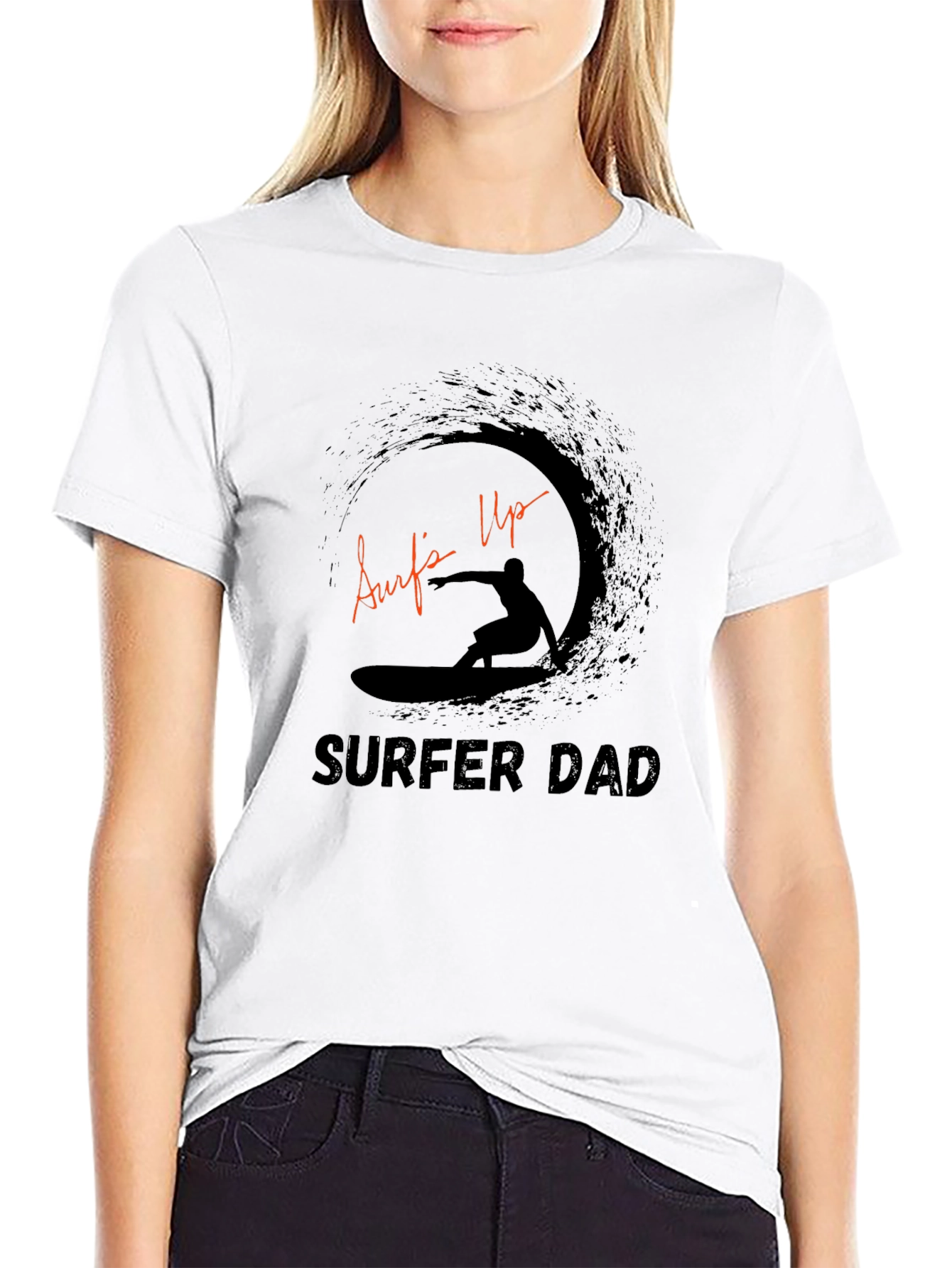 Black Surfer Dad Graphic Tee - Black Casual T-Shirt view 9