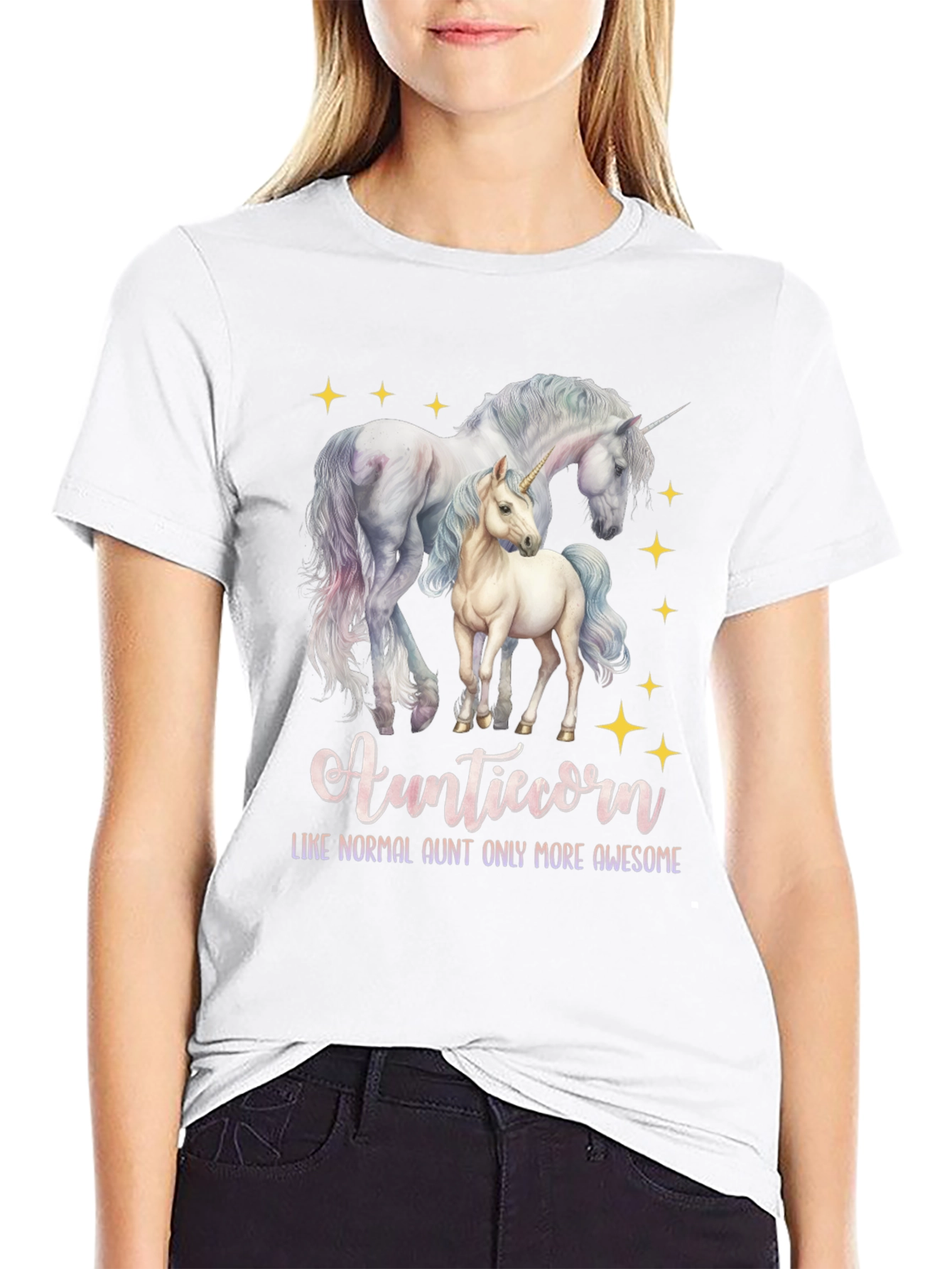Black Auntiecorn Unicorn Graphic Tee view 9