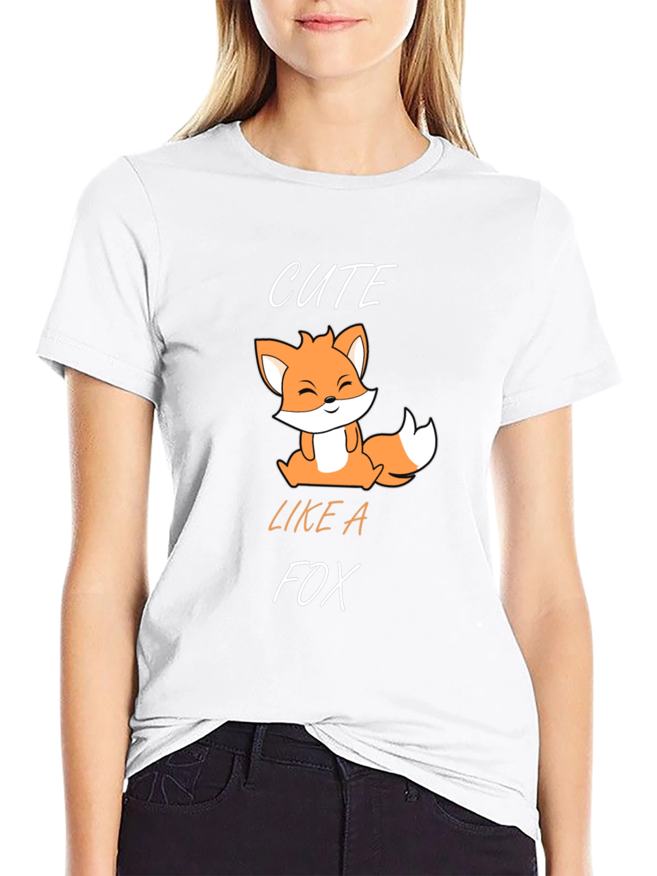 Black Cute Fox Graphic T-Shirt - Black view 9