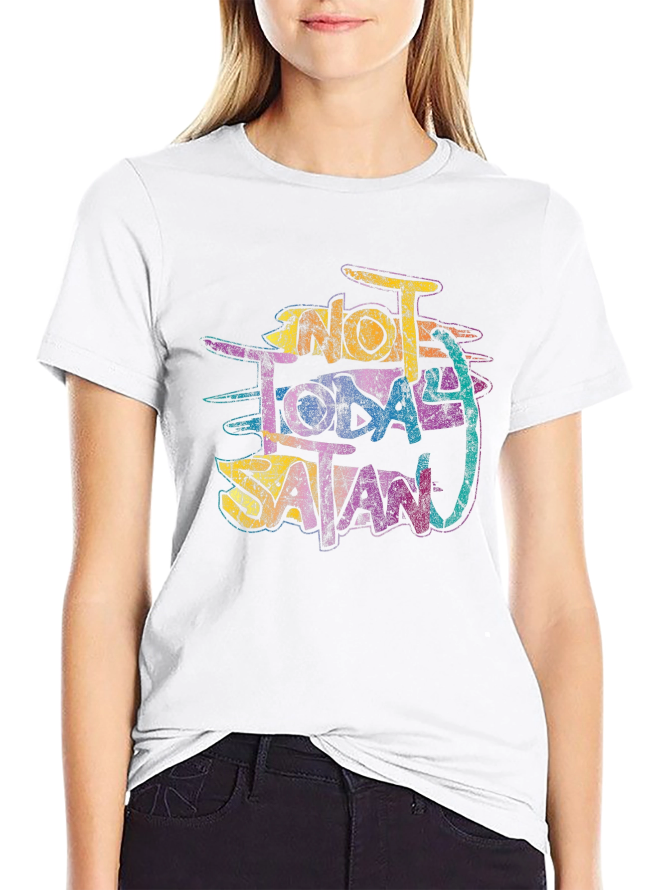 Black Not Today Satan Graphic T-Shirt - Black Casual Tee view 9