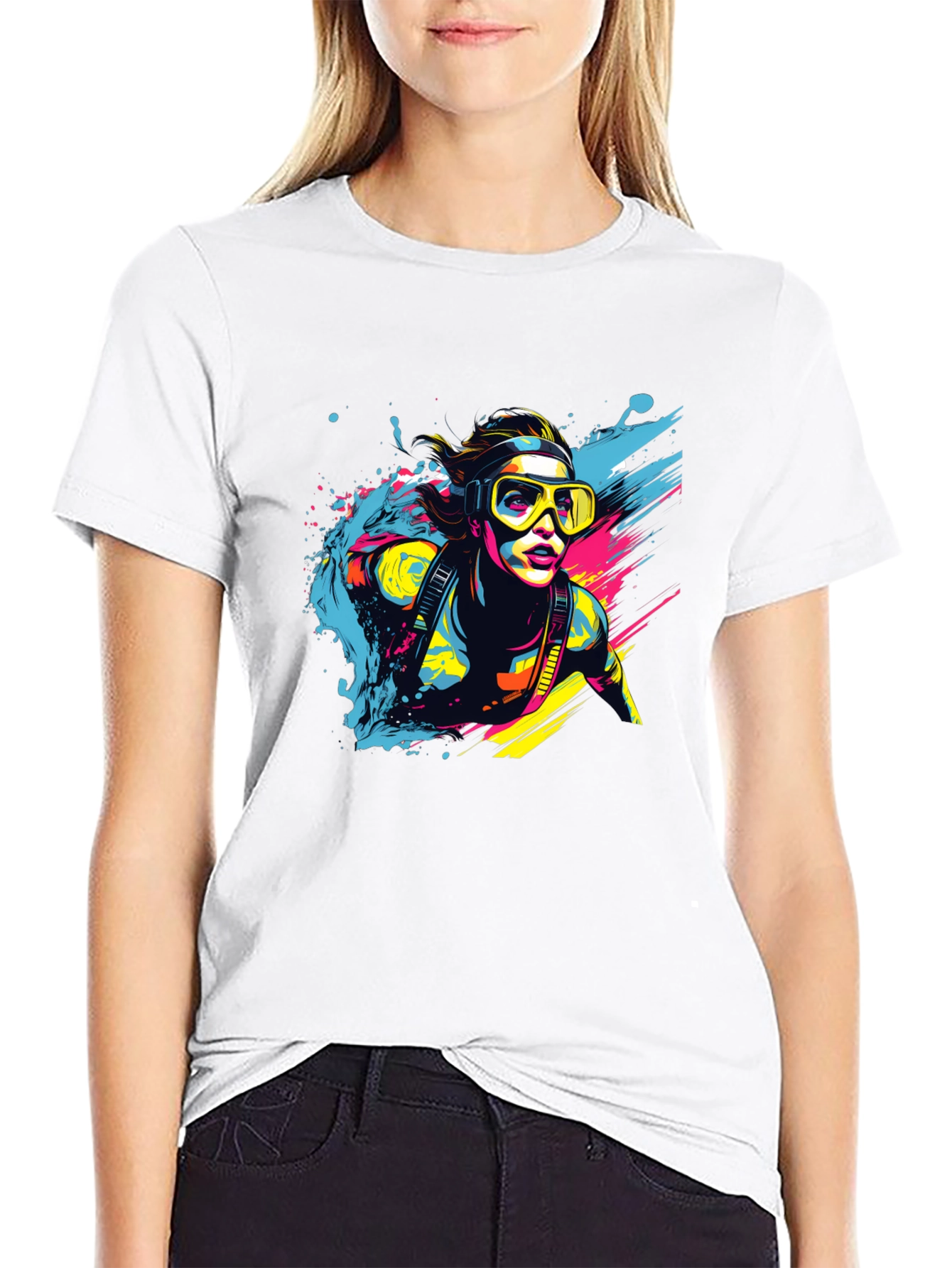 Black Diver Splash T-Shirt - Cool Graphic Tee view 9