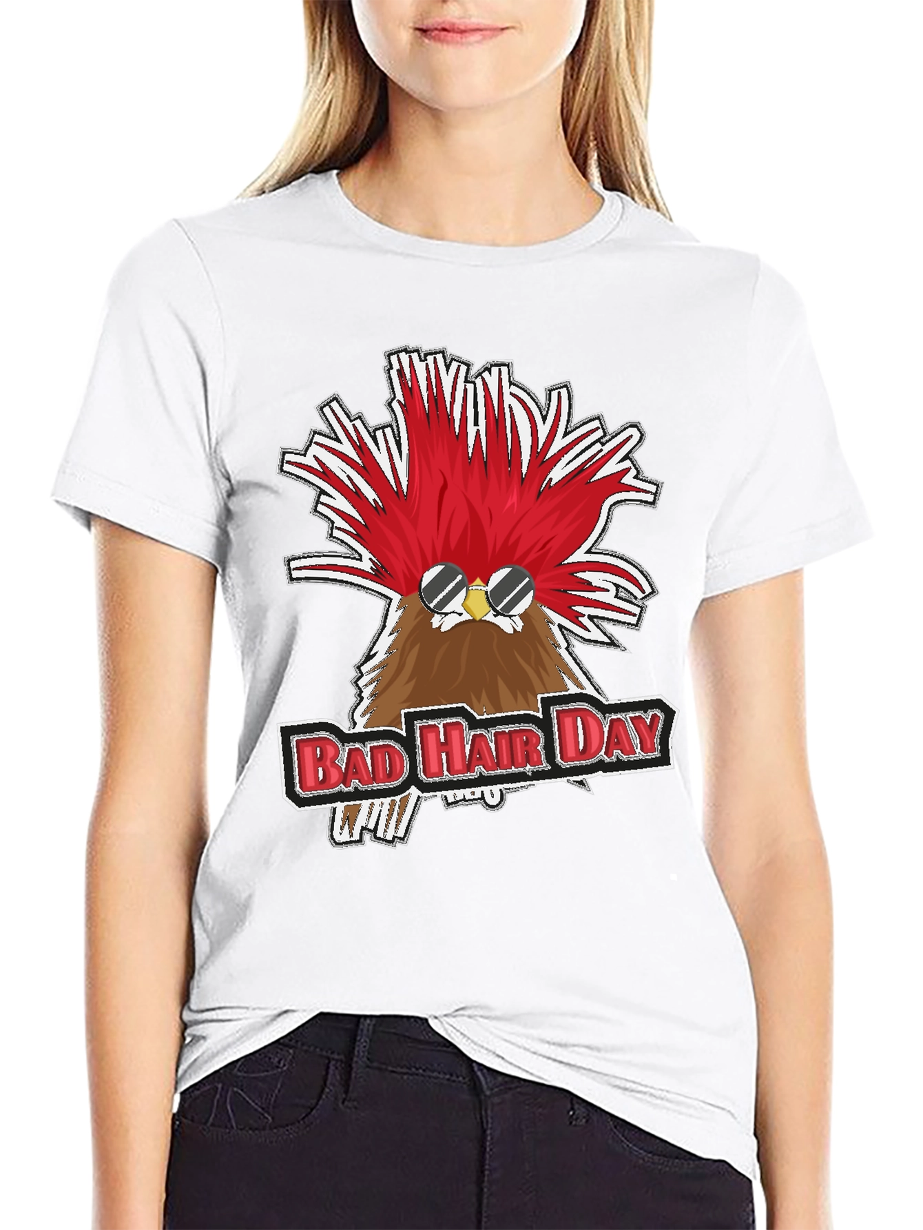 Black Bad Hair Day Chicken Graphic Tee view 9