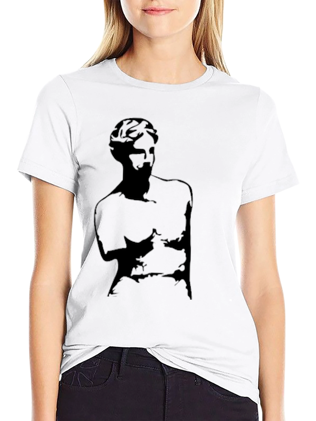 Black Men's Black Statue Graphic Tee view 9