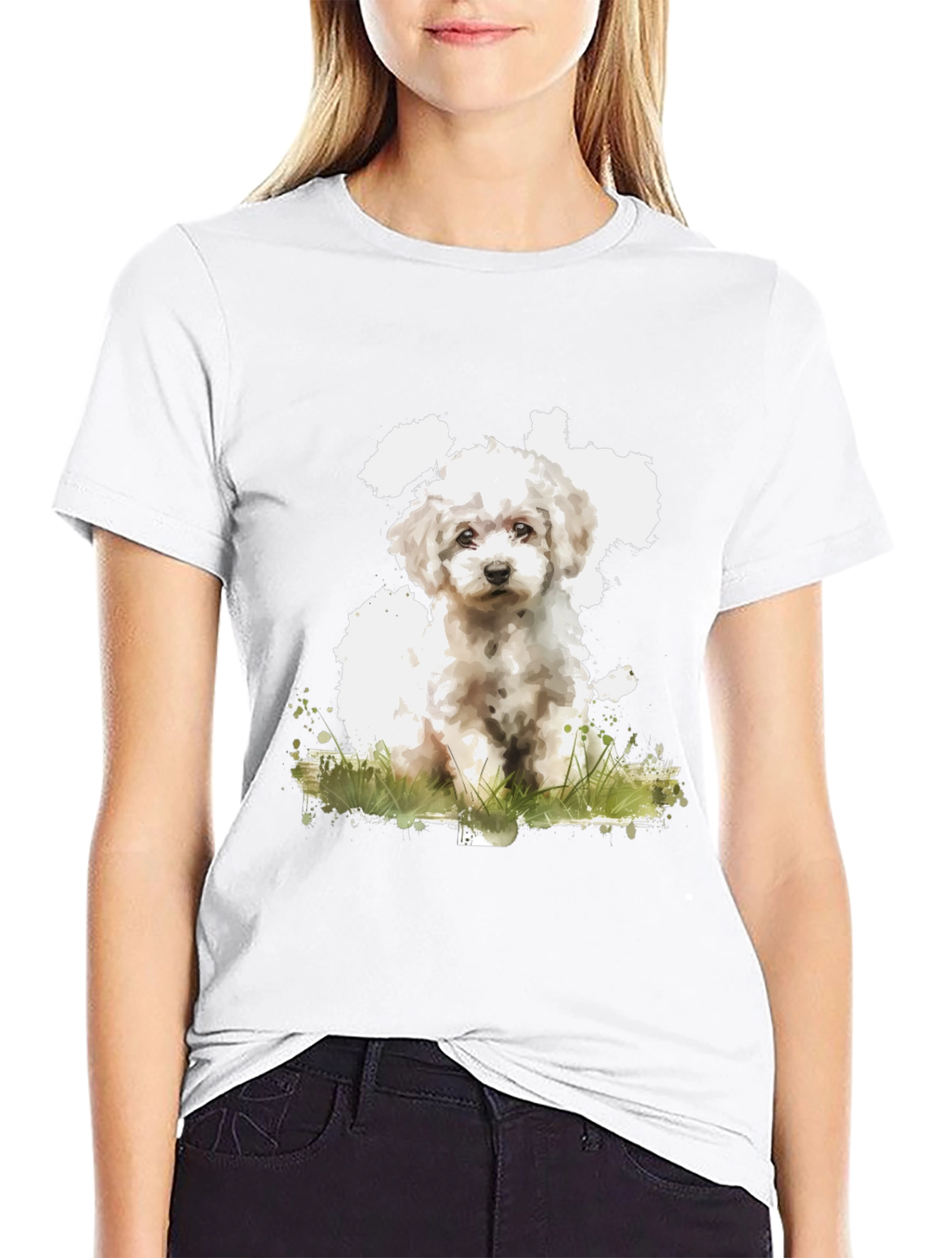 Black Cute Dog Art Black T-Shirt - Soft Cotton Blend view 9