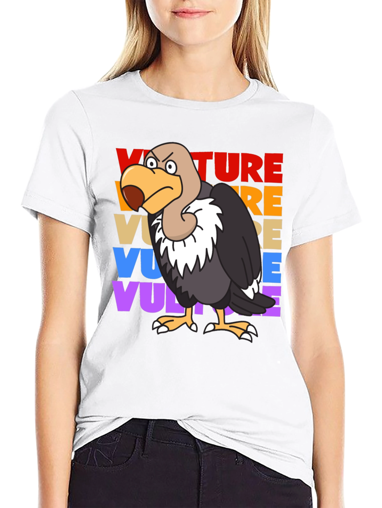 Black Vulture T-Shirt - Retro Style Cartoon Bird Tee view 9