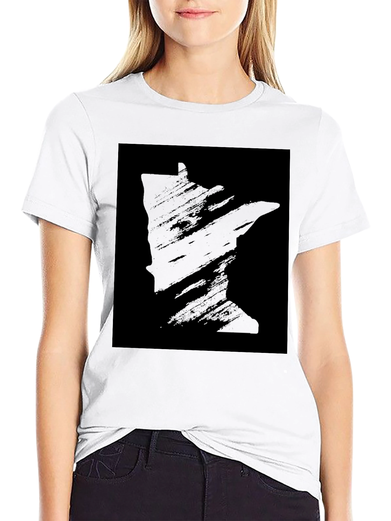 Black Minnesota State Silhouette Black T-Shirt view 9