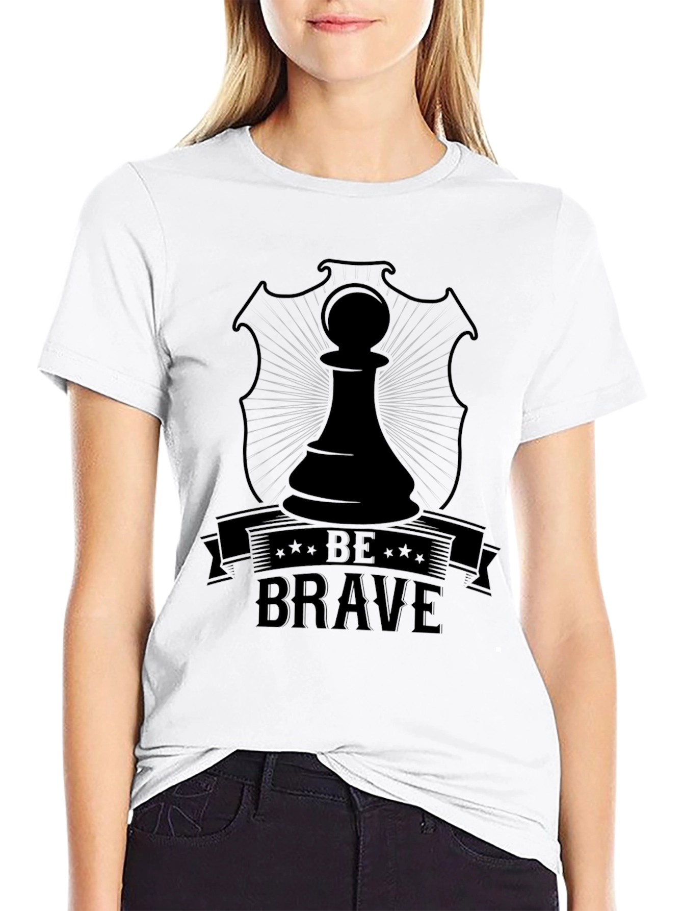 Black Be Brave Chess Piece Graphic T-Shirt view 9