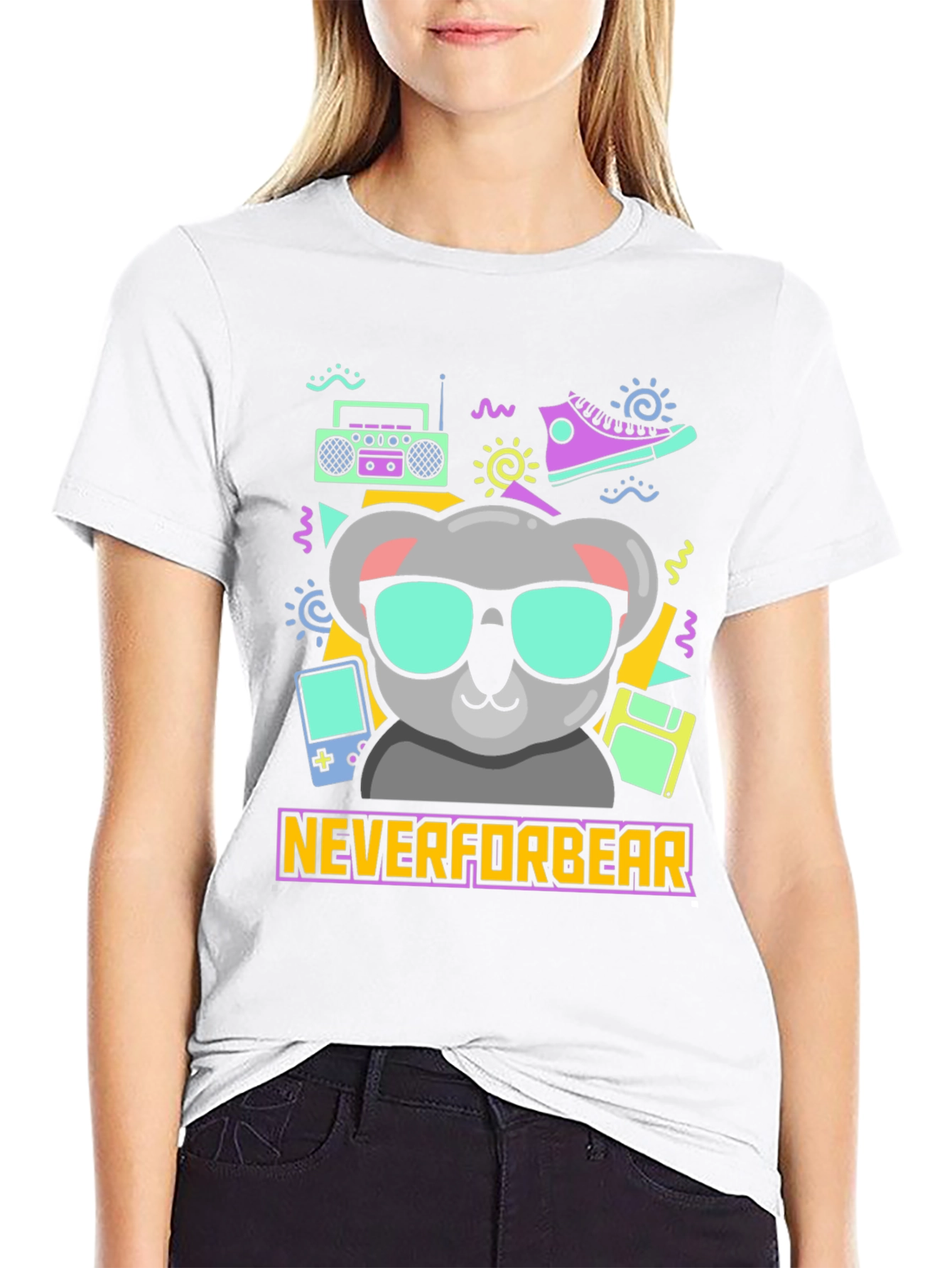 Black Cool Koala Retro T-Shirt - Neverforbear view 9