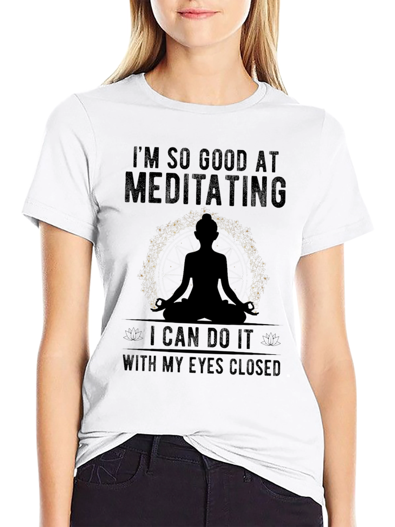Black Meditating Graphic T-Shirt - Men's Black Tee view 9