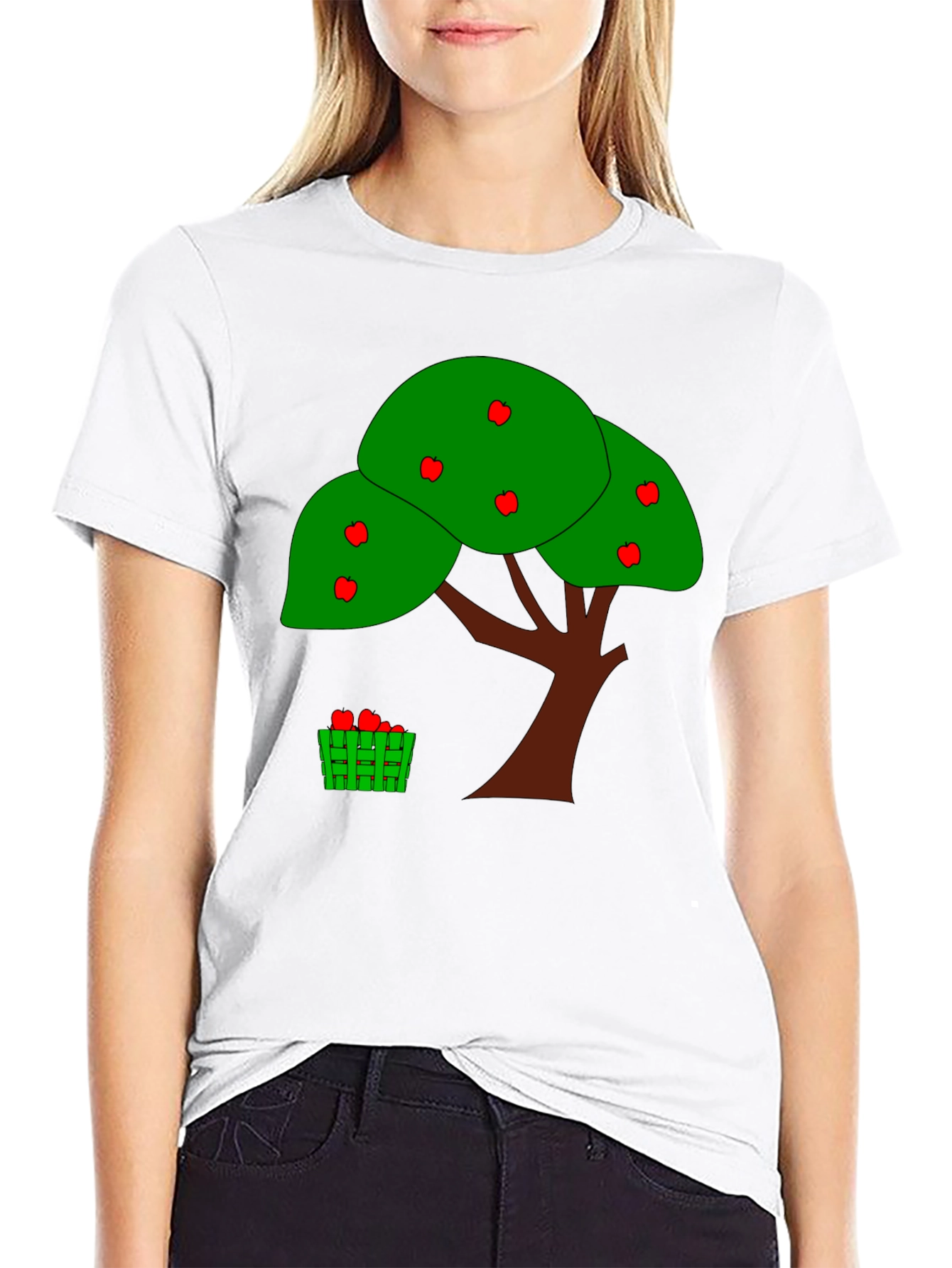 Black Apple Tree Graphic Print Black T-Shirt view 9