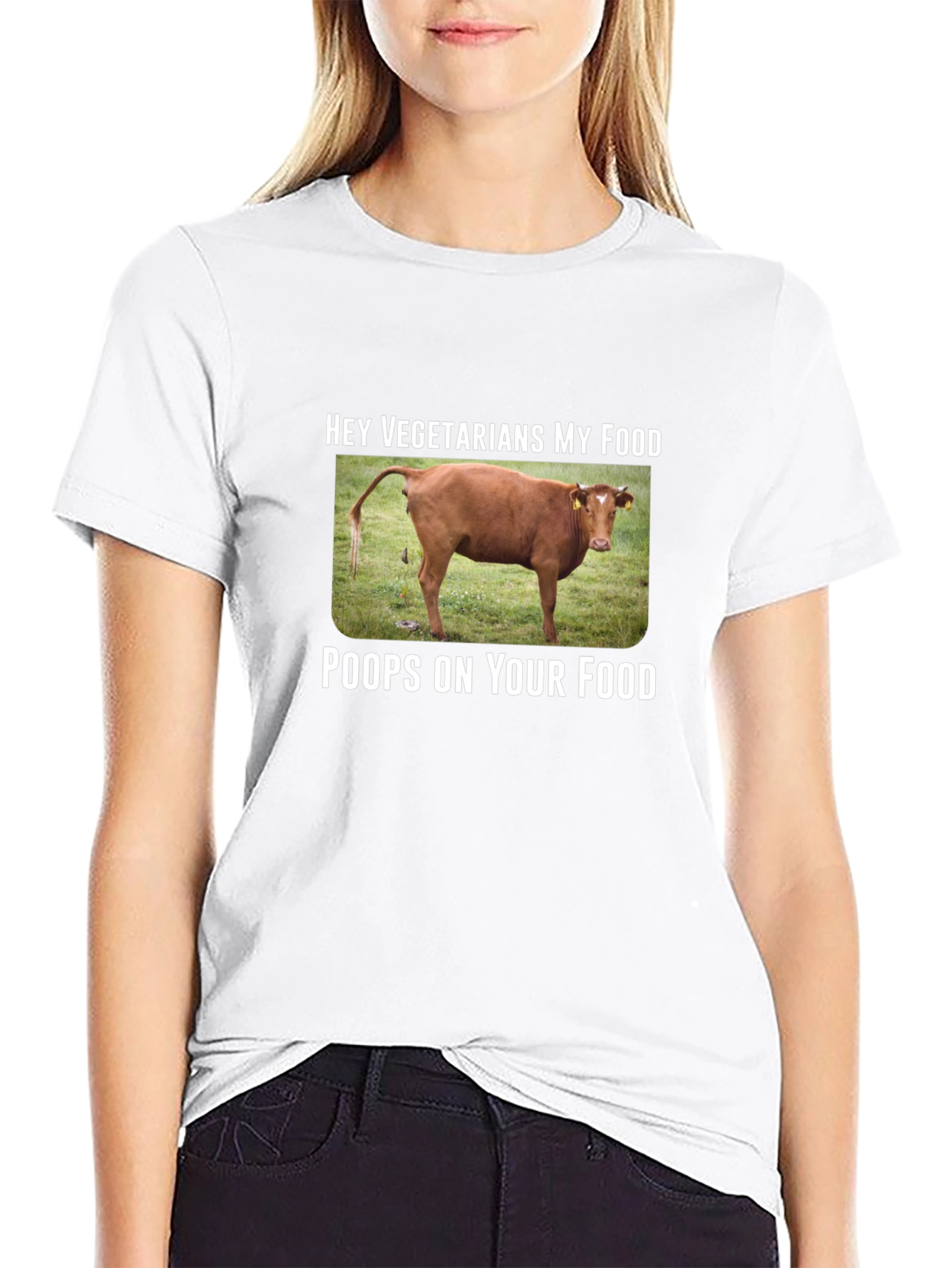 Black Humorous Vegetarian Food T-Shirt view 9