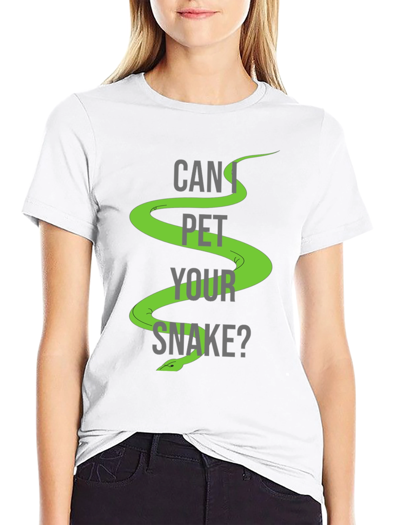 Black Can I Pet Your Snake? Graphic T-Shirt view 9