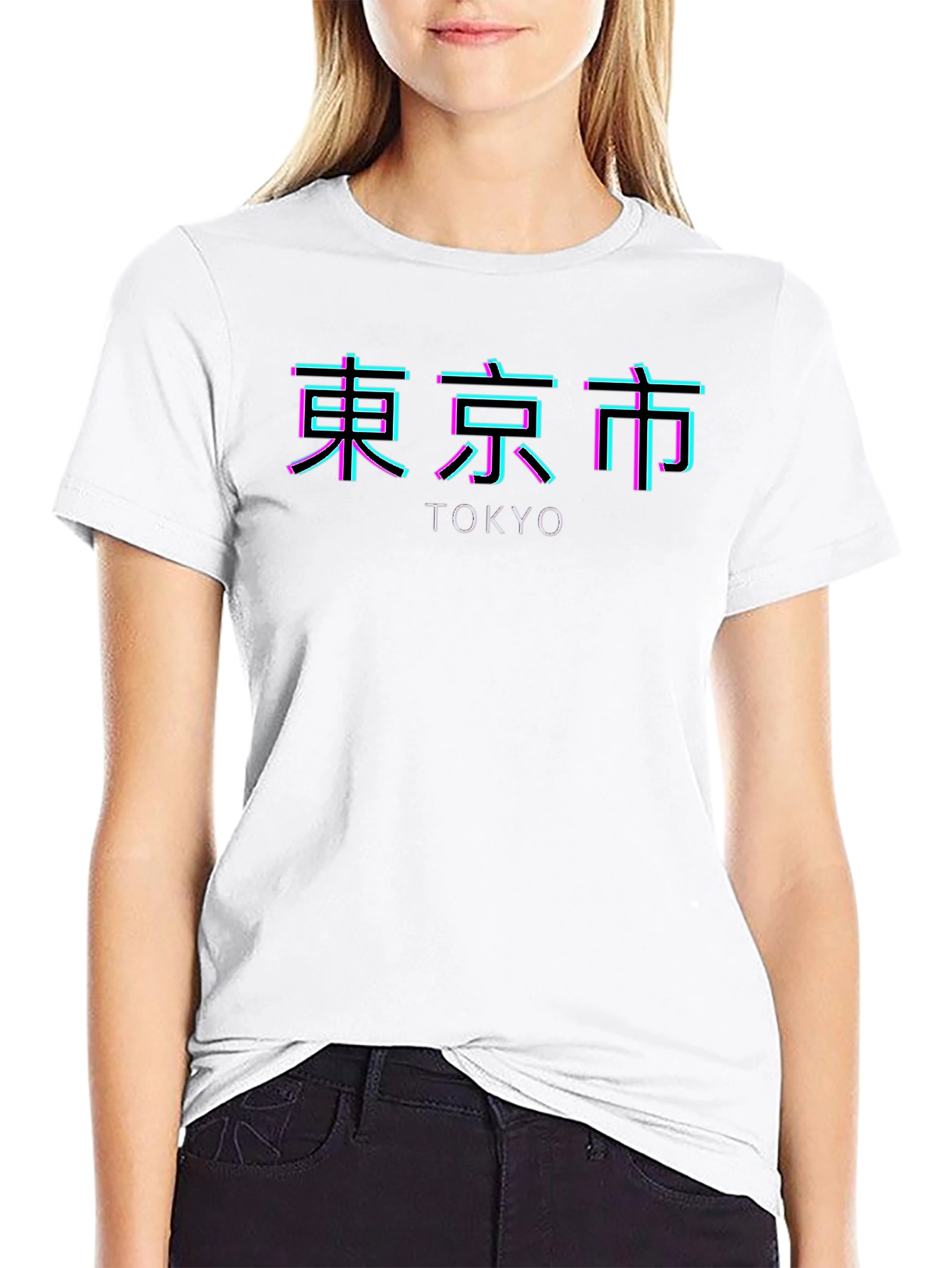 Black Tokyo Neon Graphic Black T-Shirt view 9
