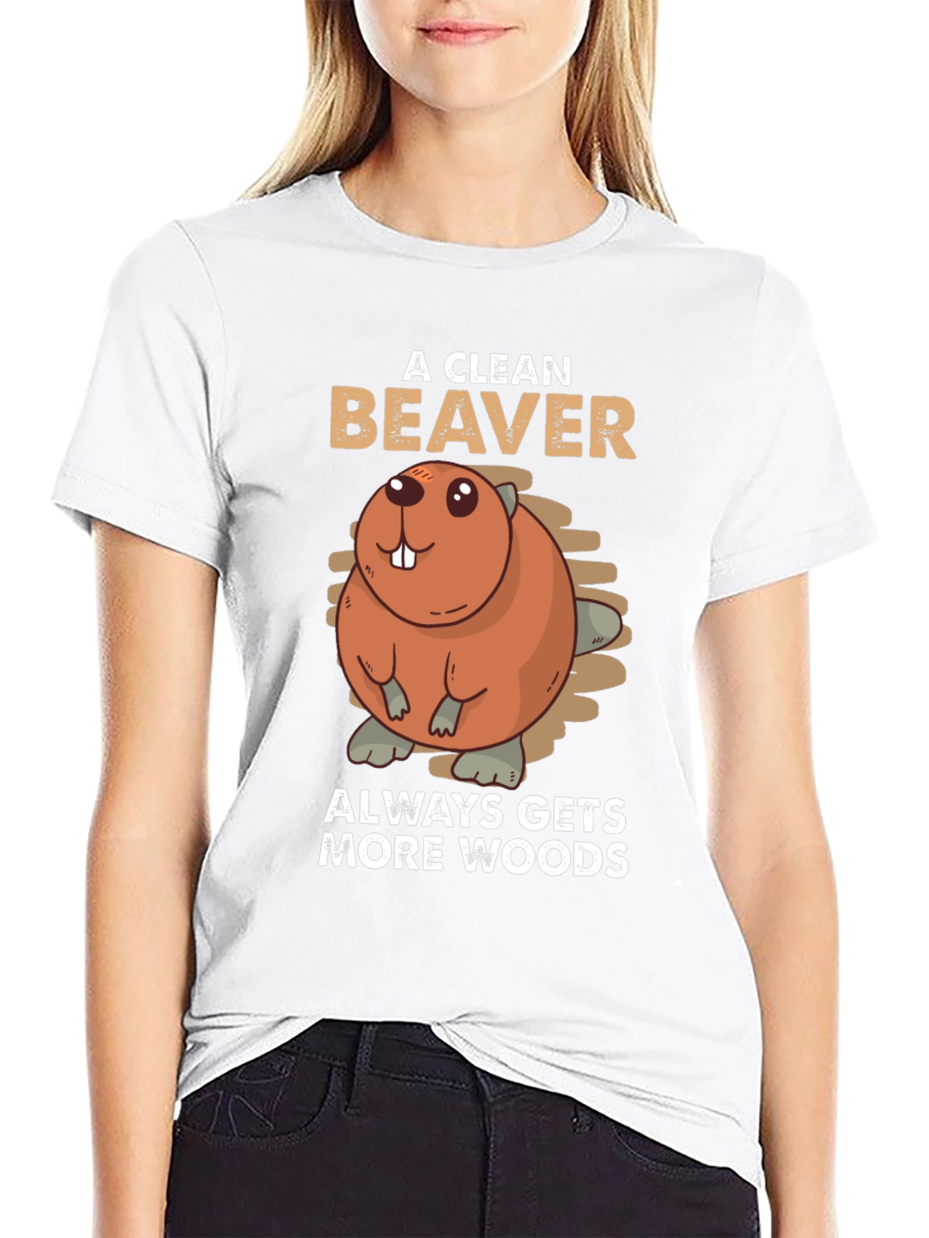 Black A Clean Beaver Always Gets More Woods T-Shirt view 9