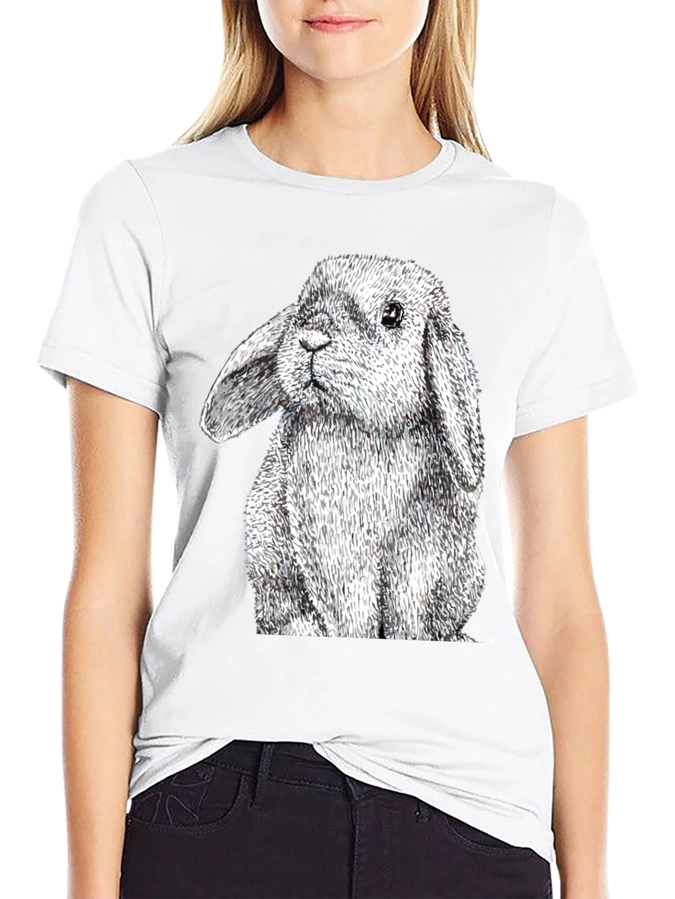 Black Rabbit Graphic Tee - Black Cotton T-Shirt view 9