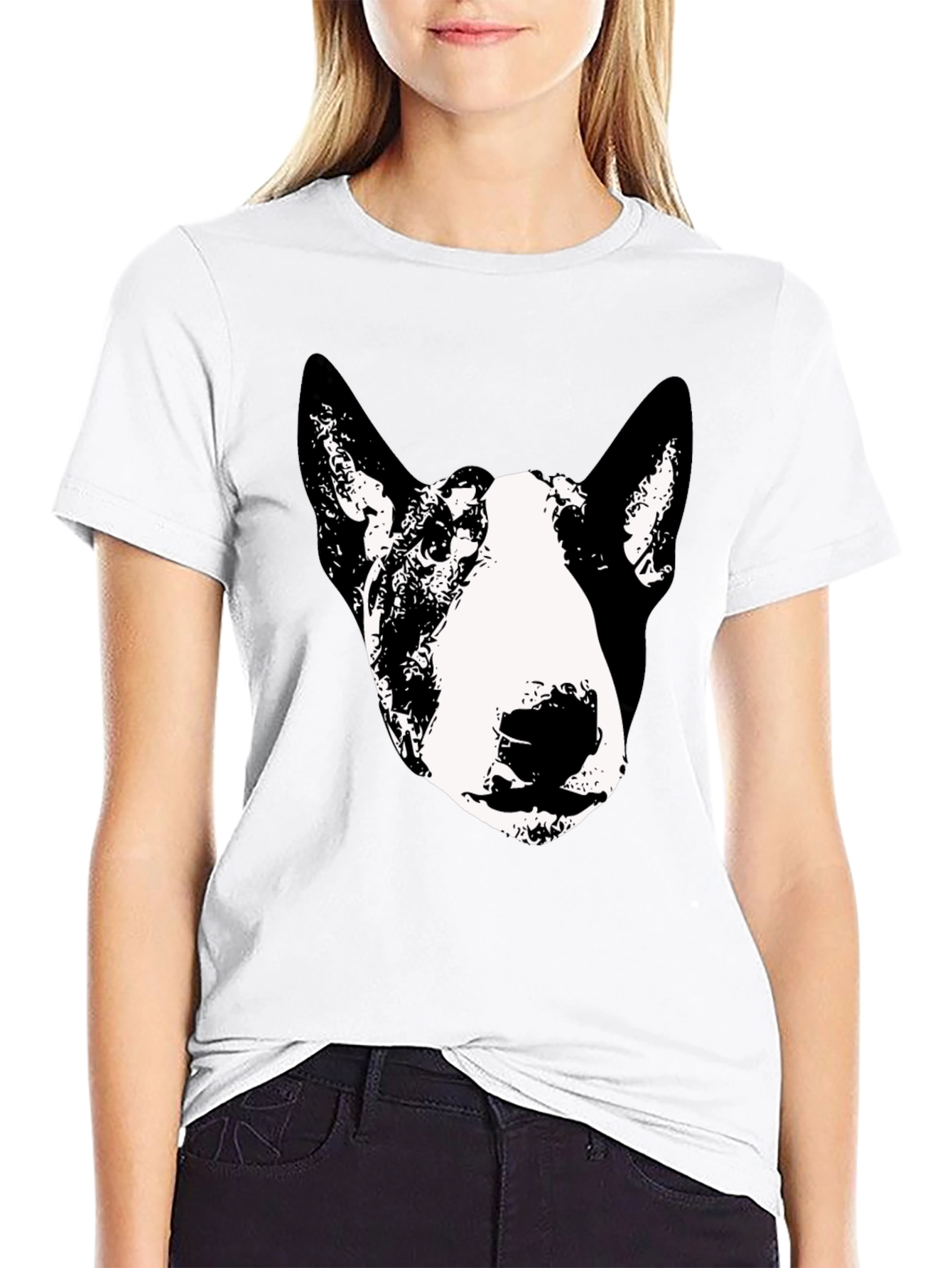 Black Bull Terrier Graphic Tee - Black Cotton Blend view 9