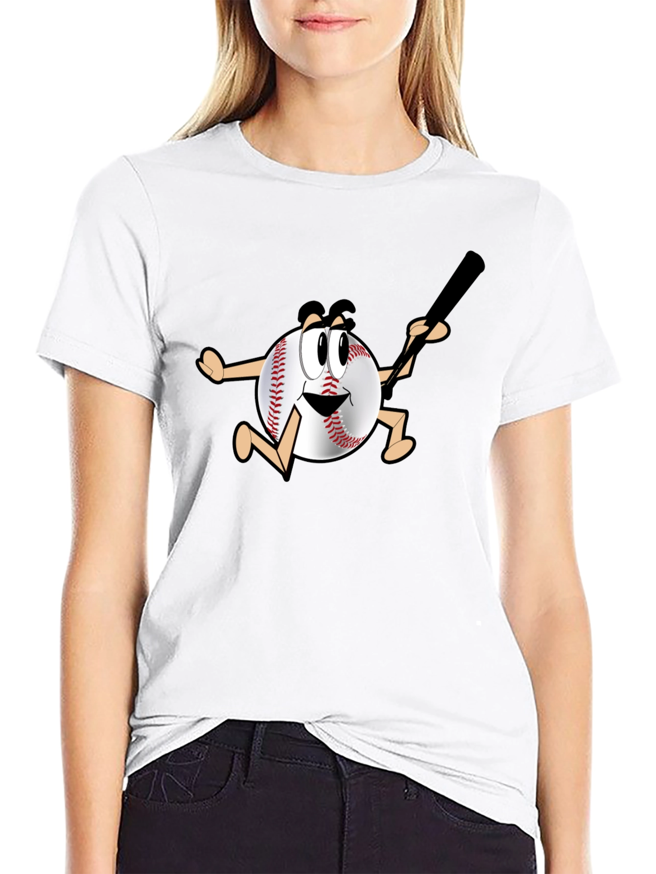 Black Baseball Cartoon T-Shirt view 9