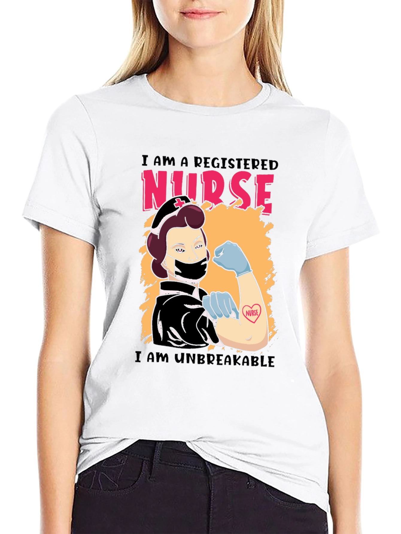 Black Registered Nurse Unbreakable Graphic T-Shirt view 9
