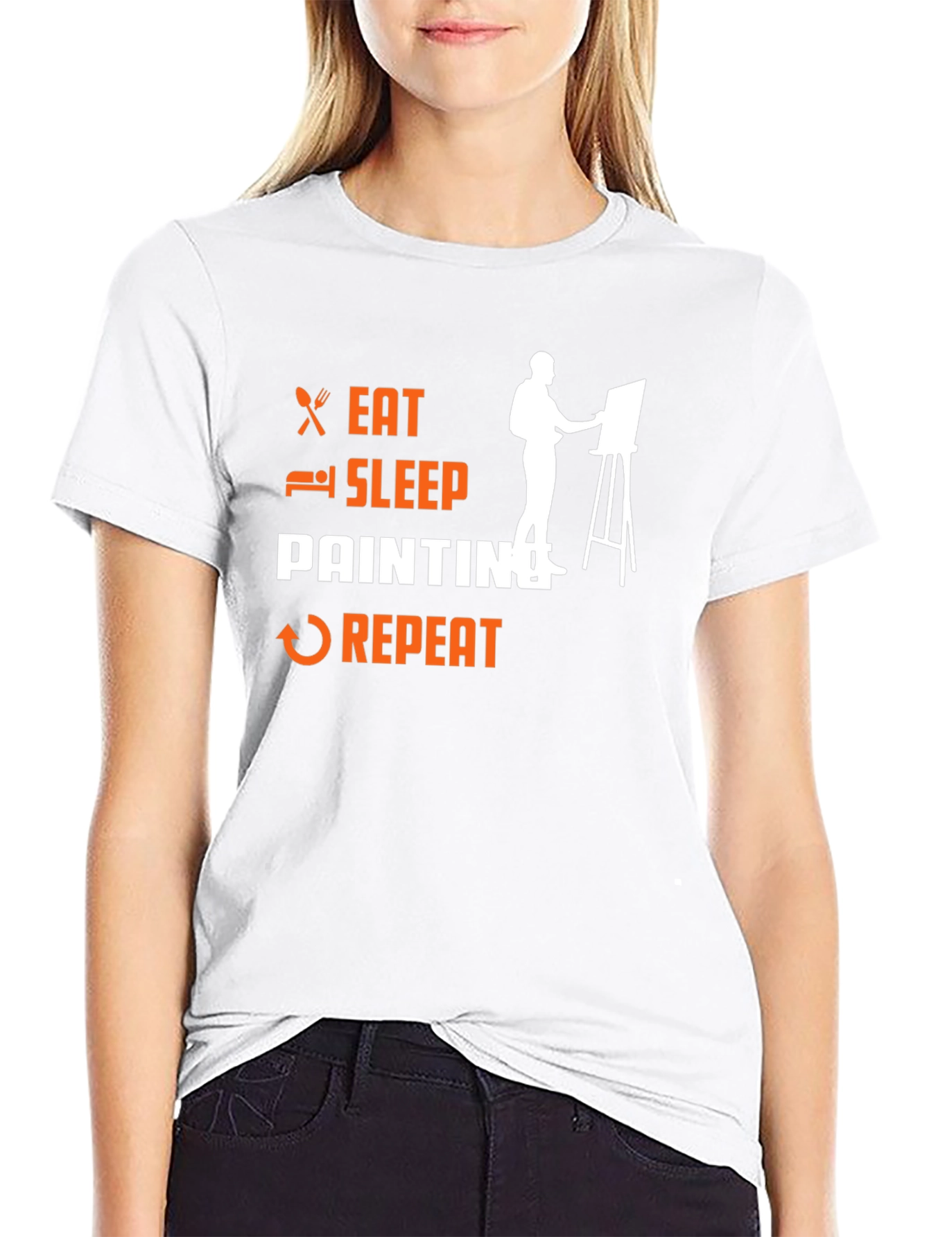 Eat Sleep Painting Repeat Black T-Shirt - 9