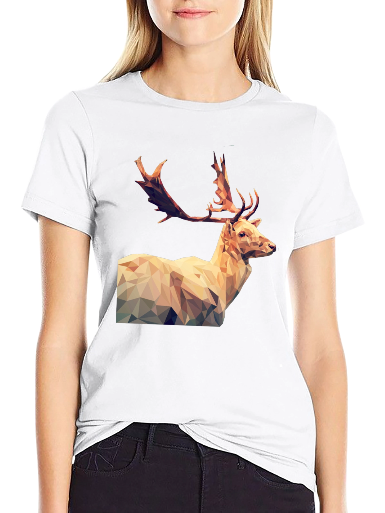 Black Geometric Deer Graphic Tee - Men's Black T-Shirt view 9